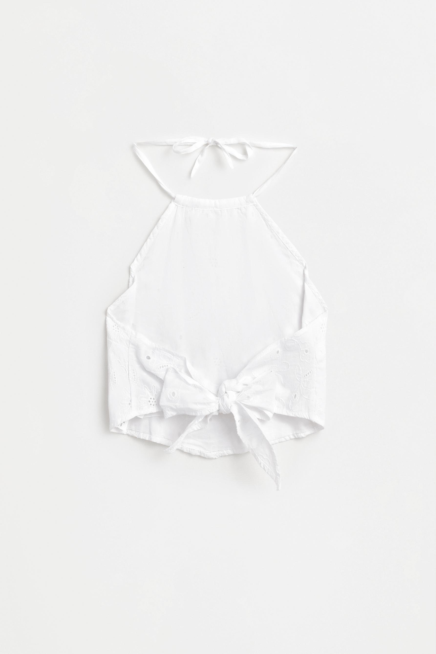 Embroidered scarf top — WHITE