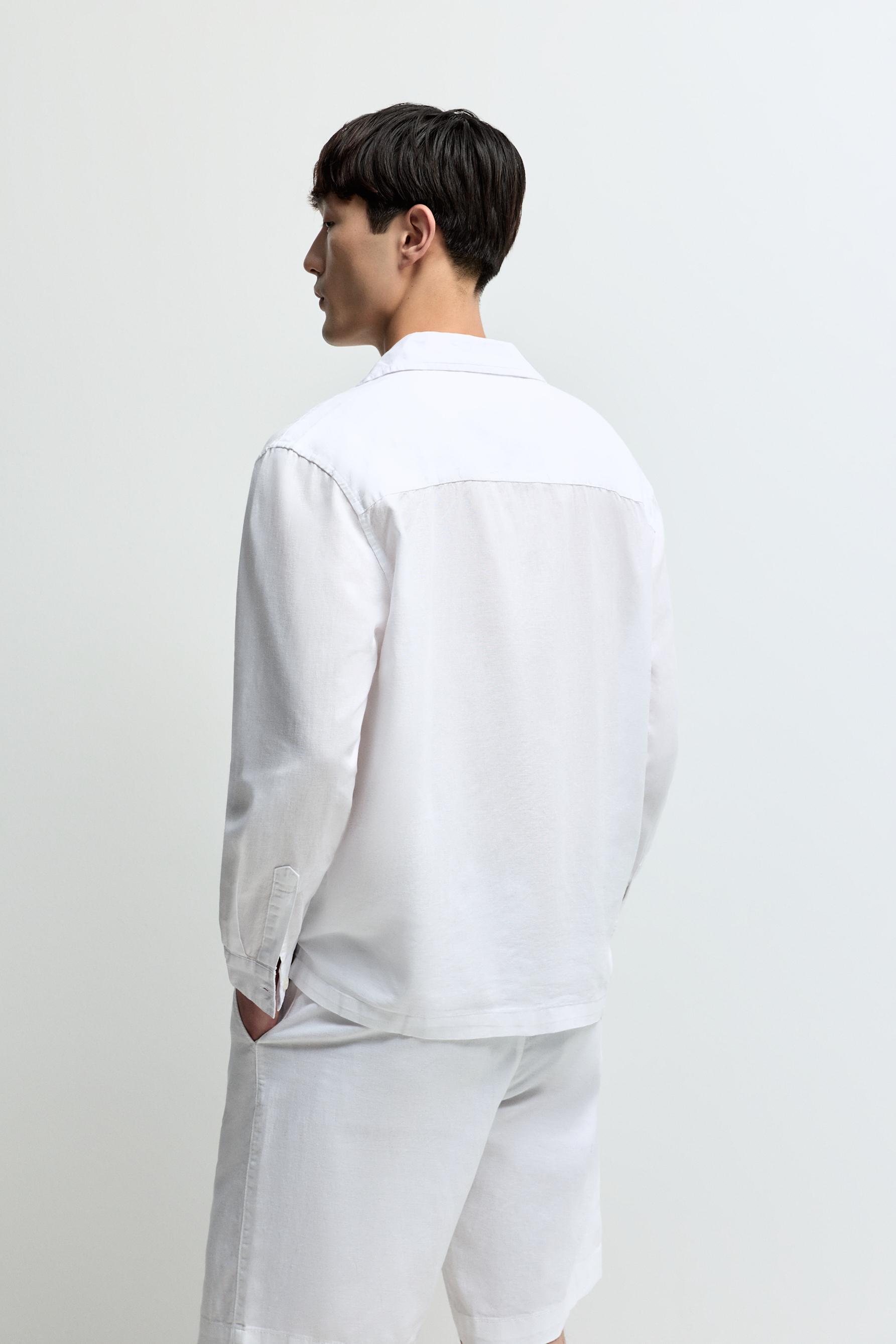 Linen-cotton resort shirt — WHITE