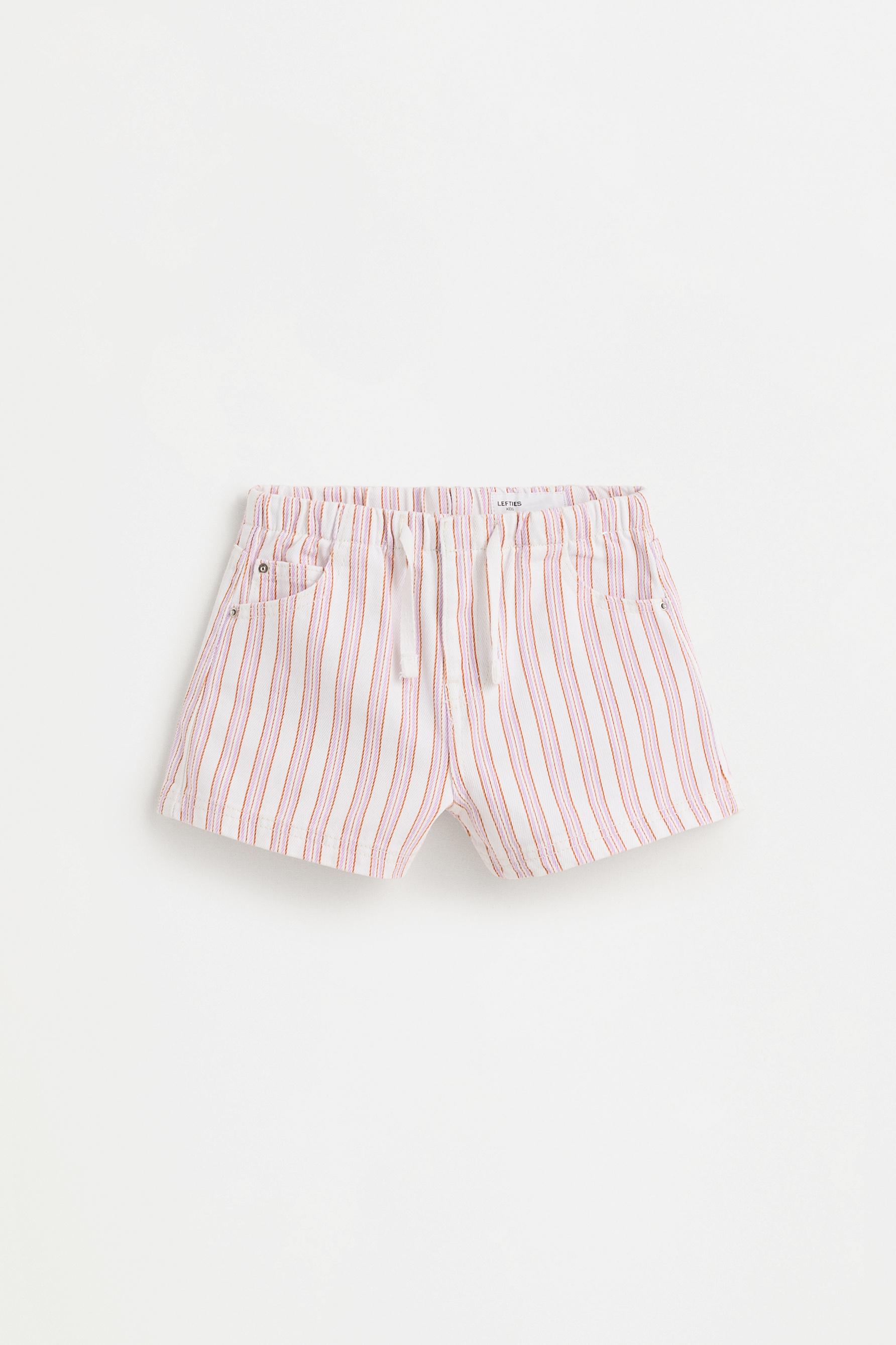 Elastic waist denim shorts — ECRU