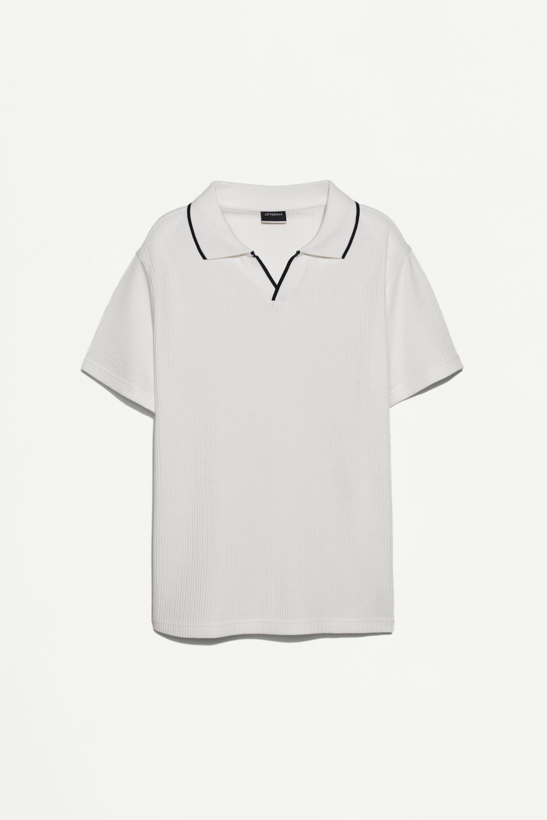 Contrast rib polo shirt — PINKISH WHITE
