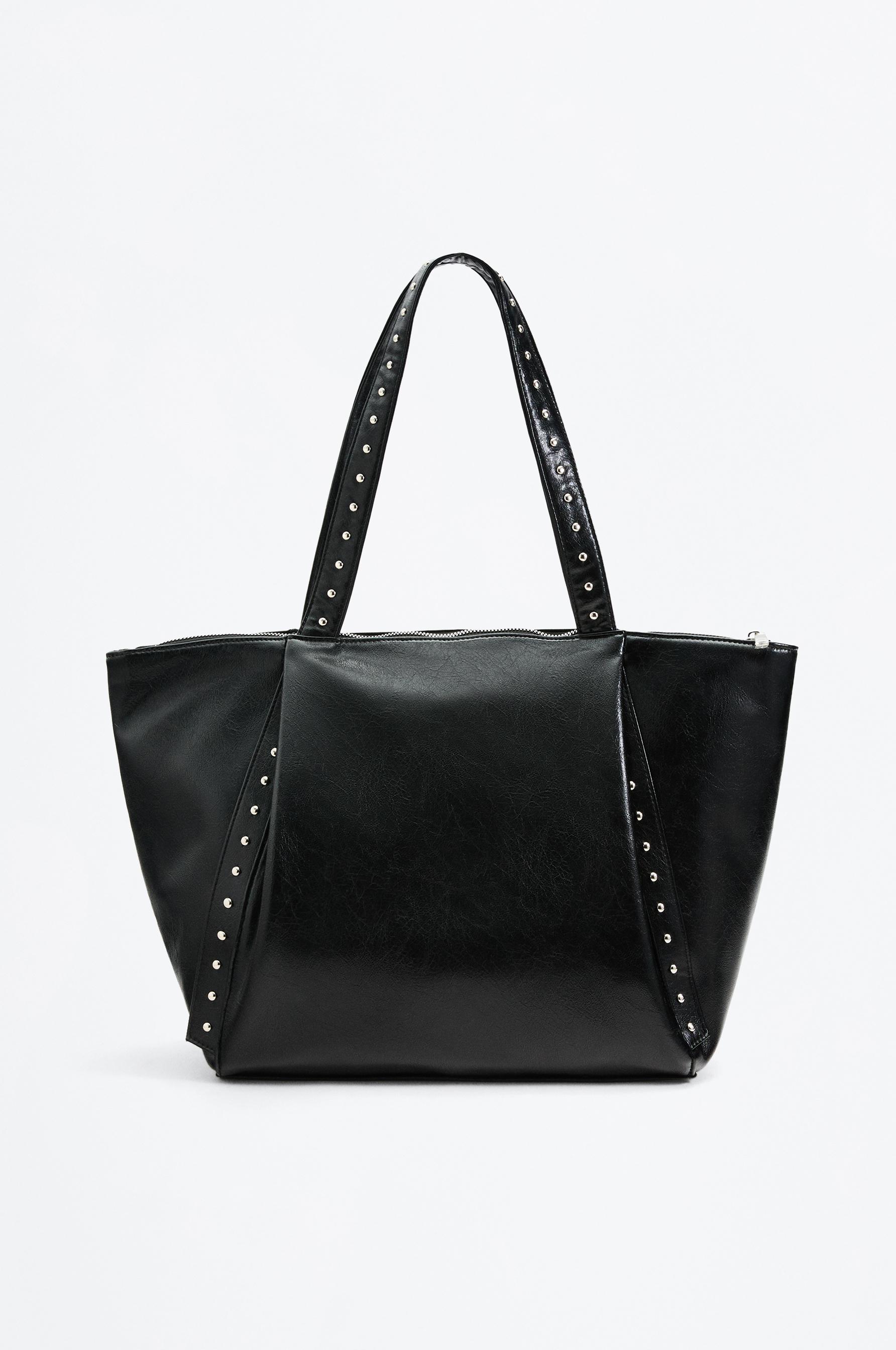 Shopper bag with stud detail — BLACK