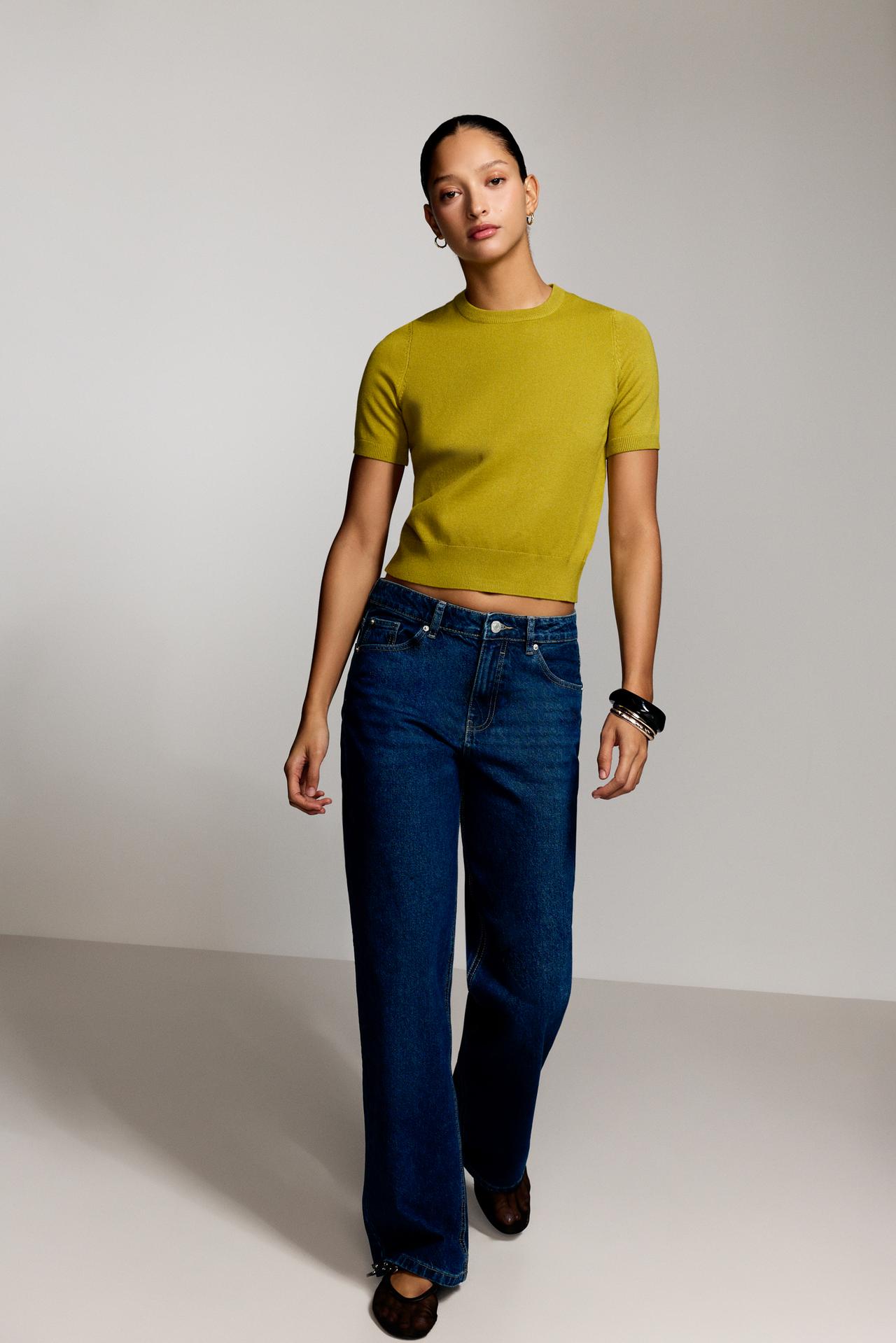 Slim-fit wide-leg jeans — DARK INDIGO