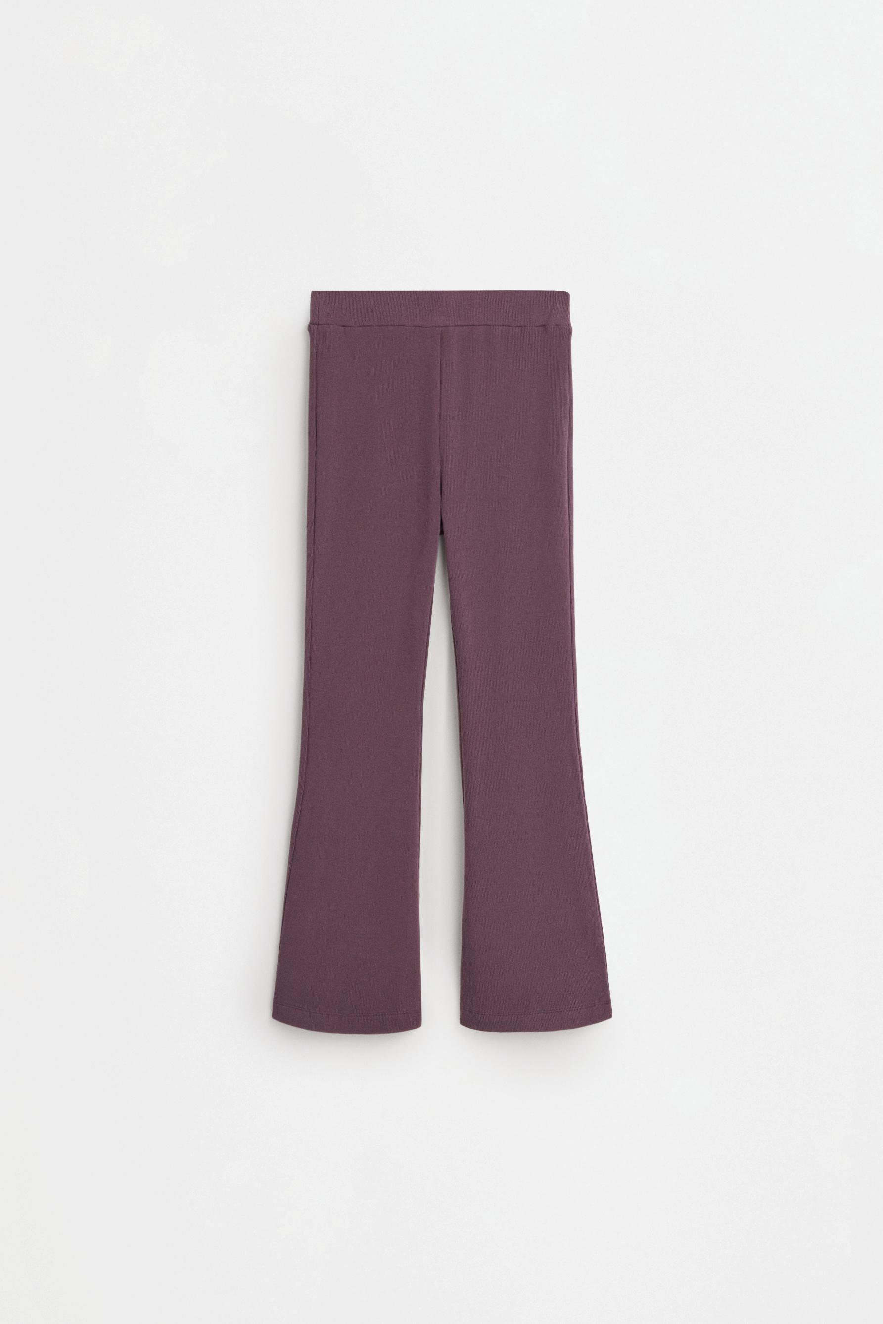 Bias cut bell bottom leggings — AUBERGINE