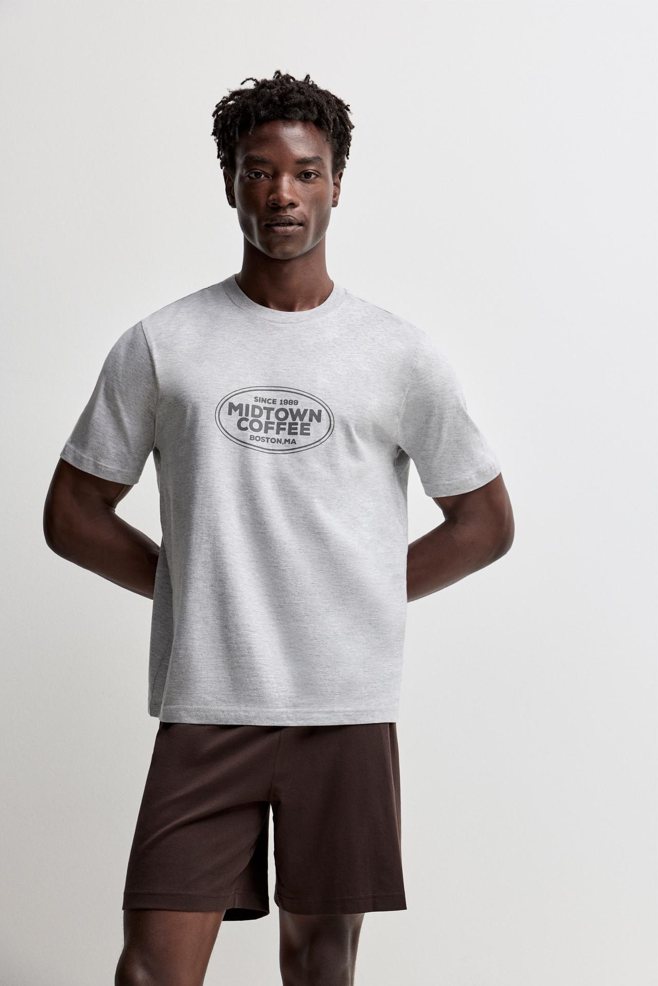 Short printed pyjamas — GREY MARL