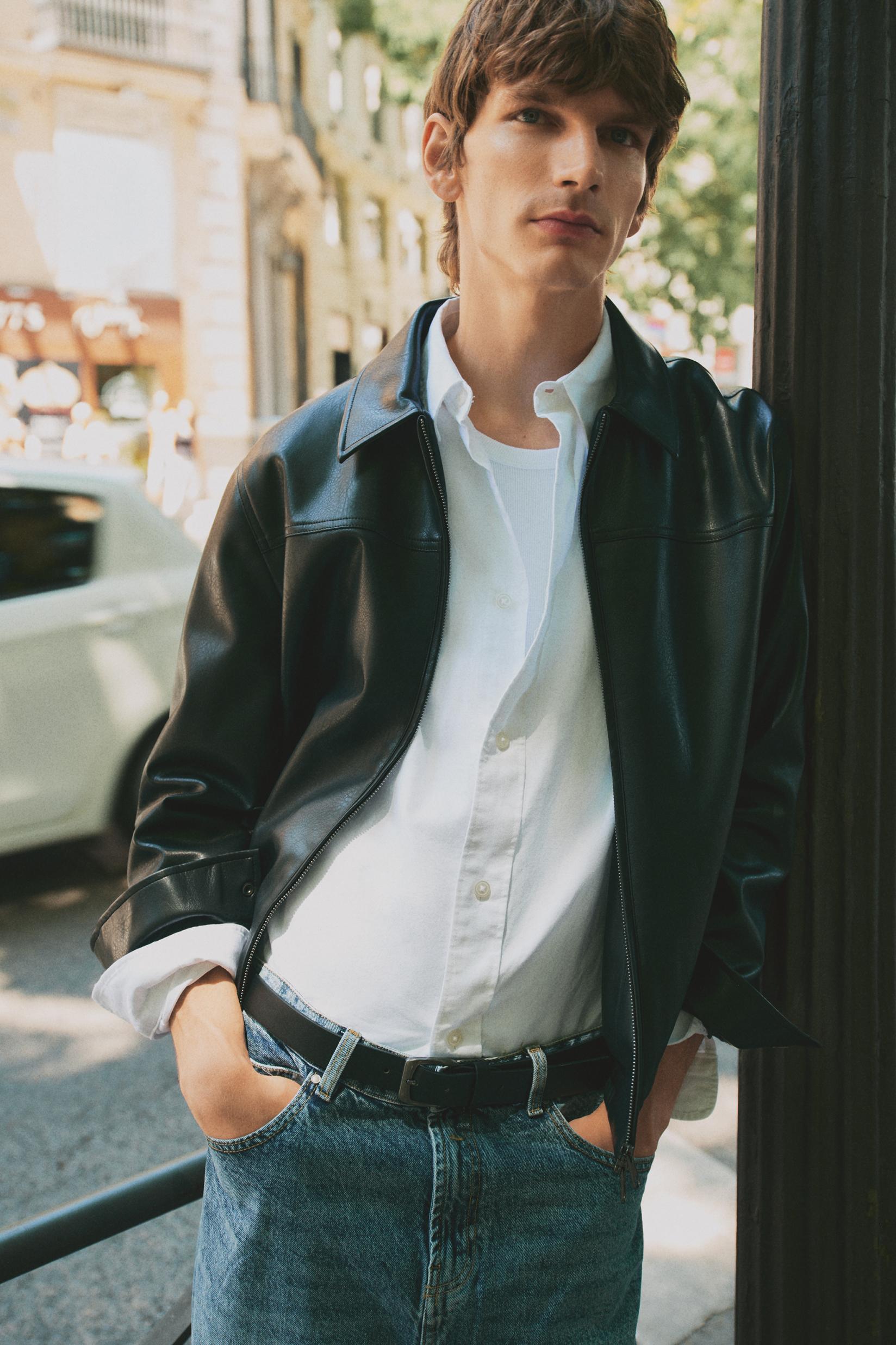 Leather-effect jacket — BLACK