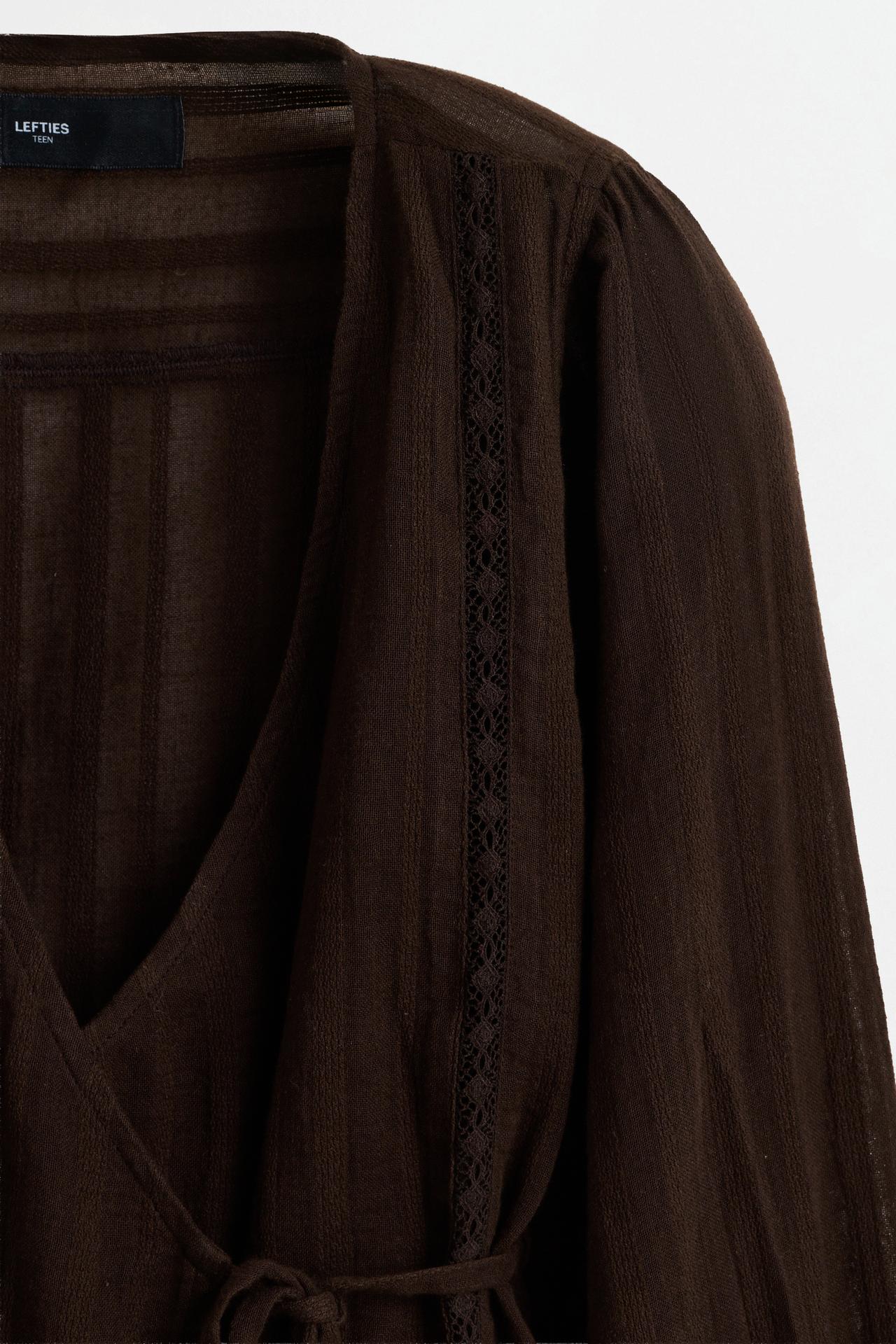 Wrap blouse — DARK BROWN