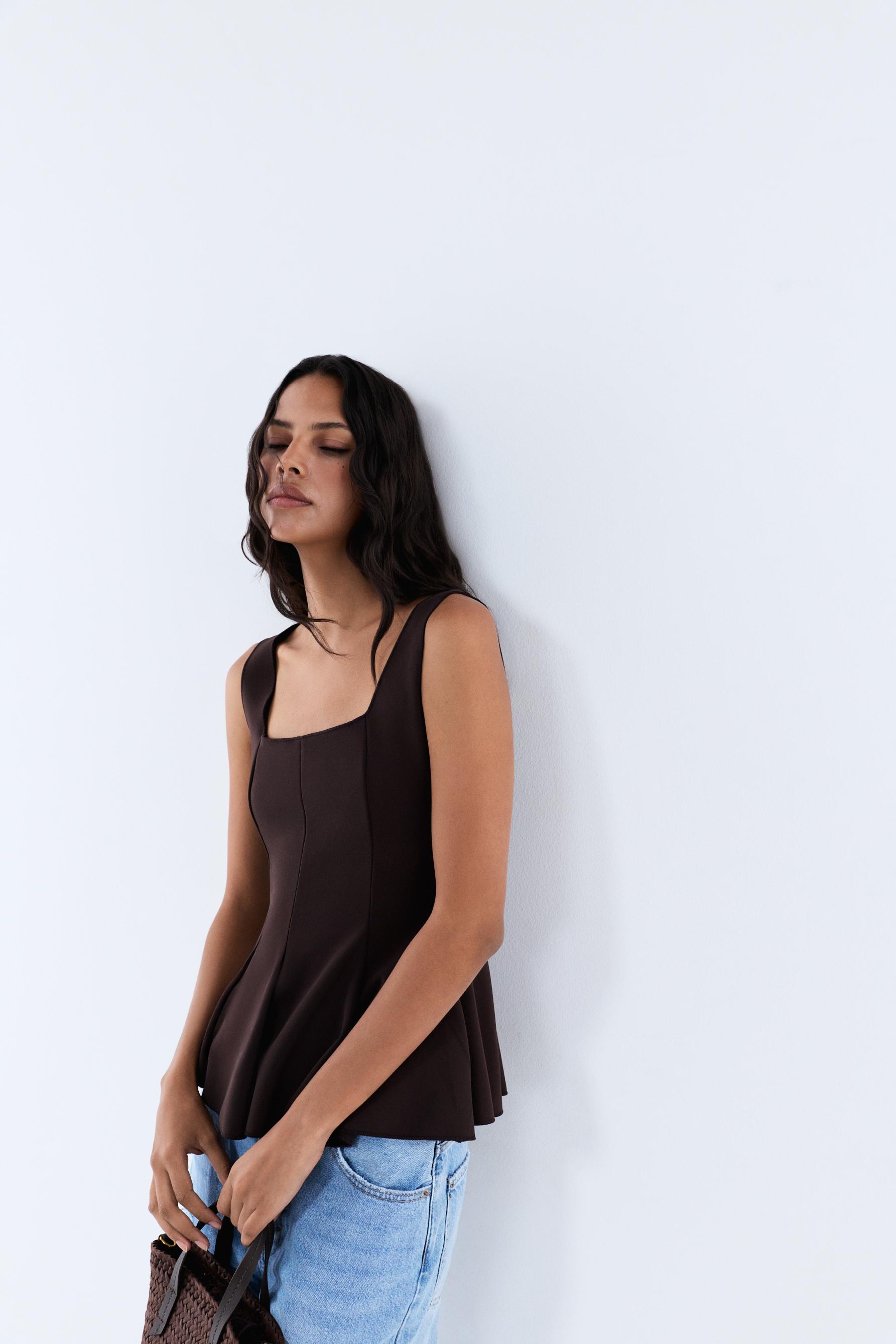 Peplum top — BROWN