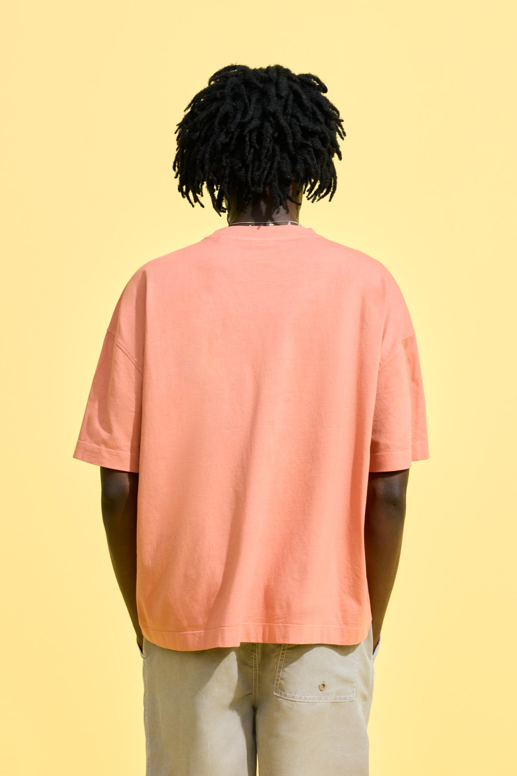 Faded effect printed T-shirt — BRIGHT CORAL