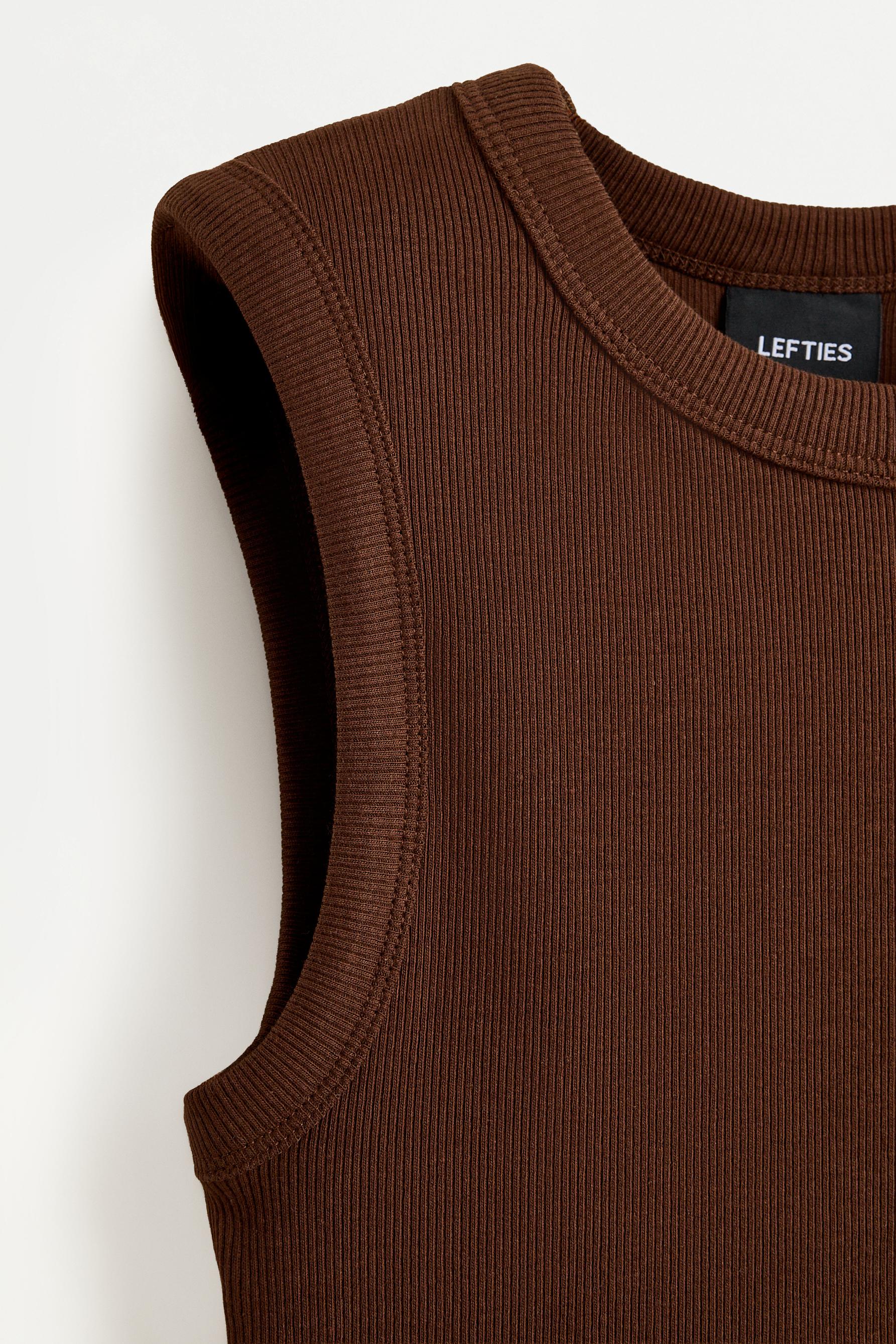 Ribbed racerback top — BROWN