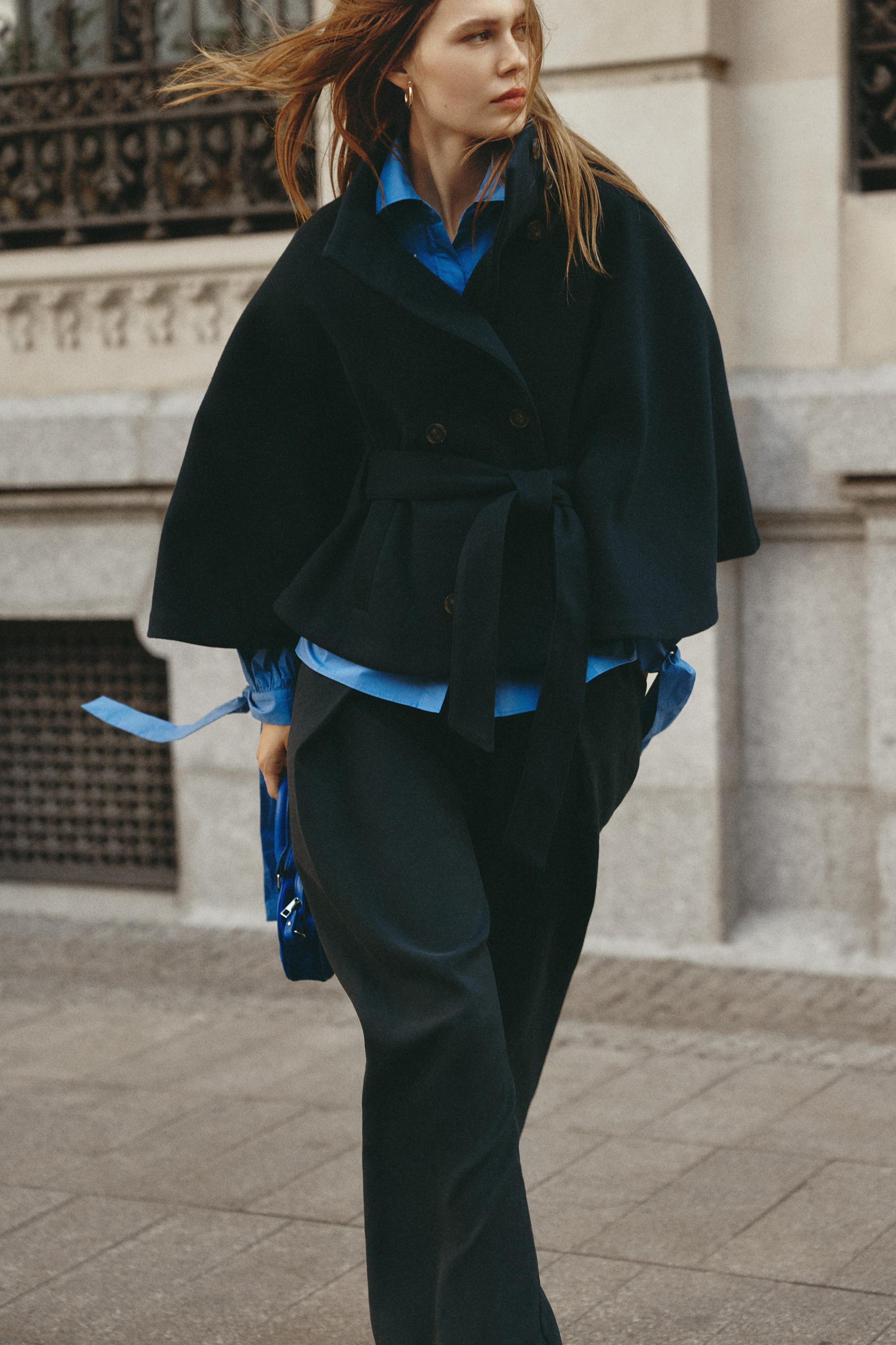 Wool-blend cape — NAVY