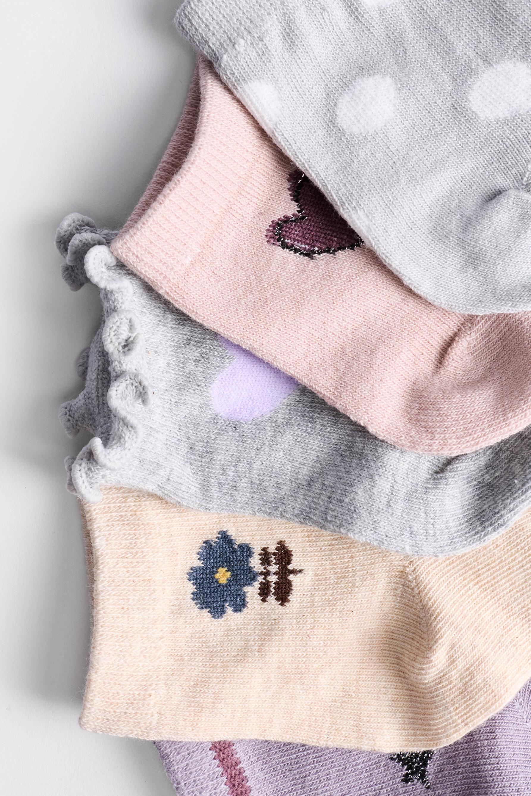 Printed Long Socks (Pack of 5) — LILAC