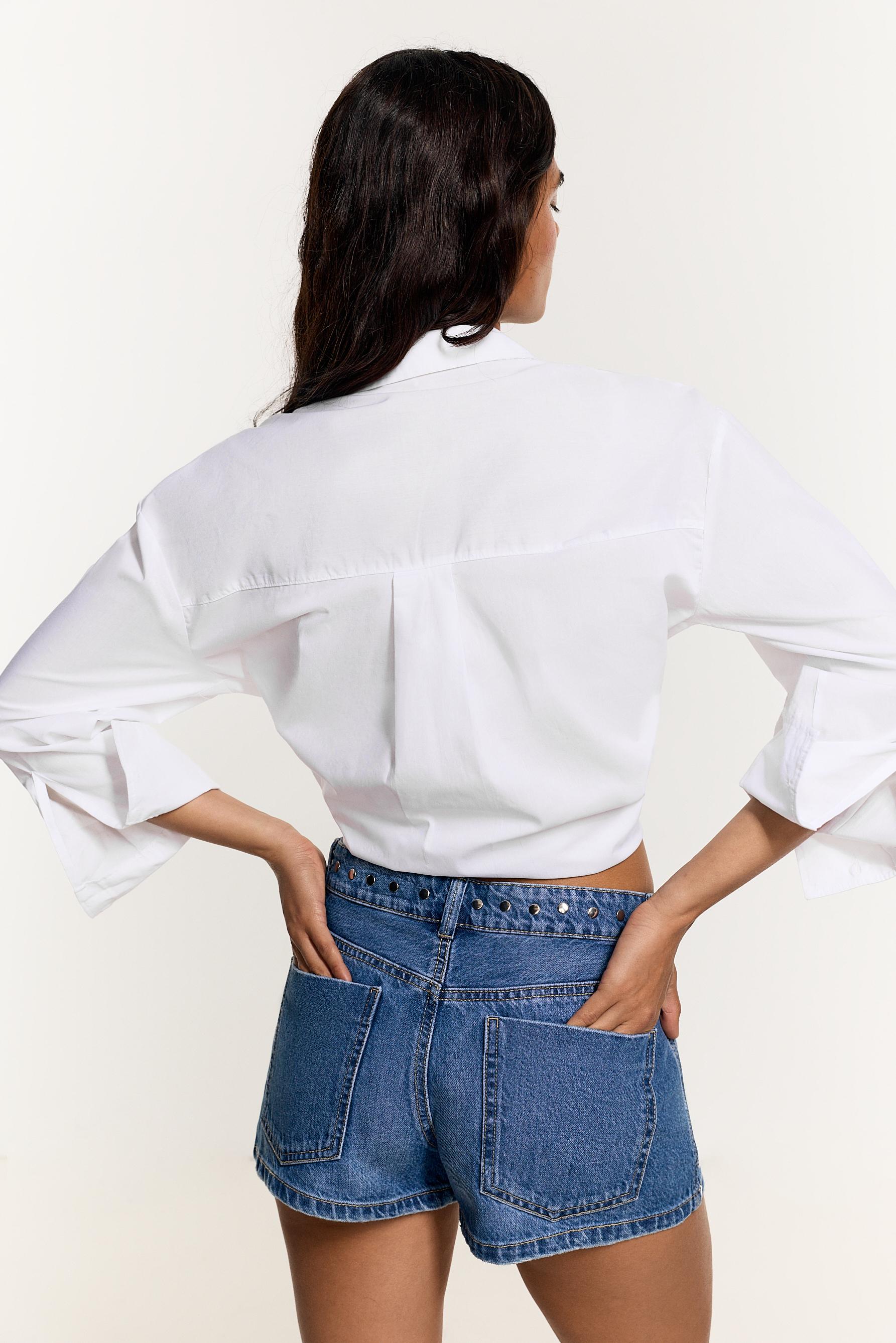 Denim shorts with studs — PALE INDIGO