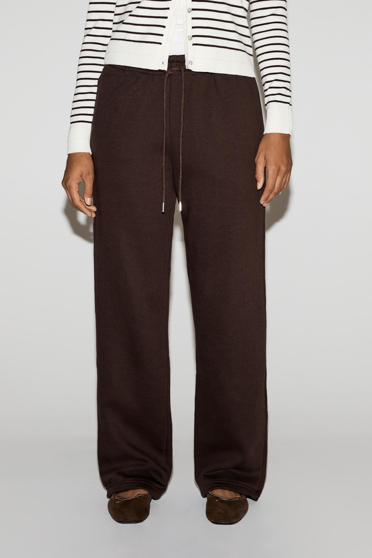 Basic straight tracksuit trousers — CHOCOLATE
