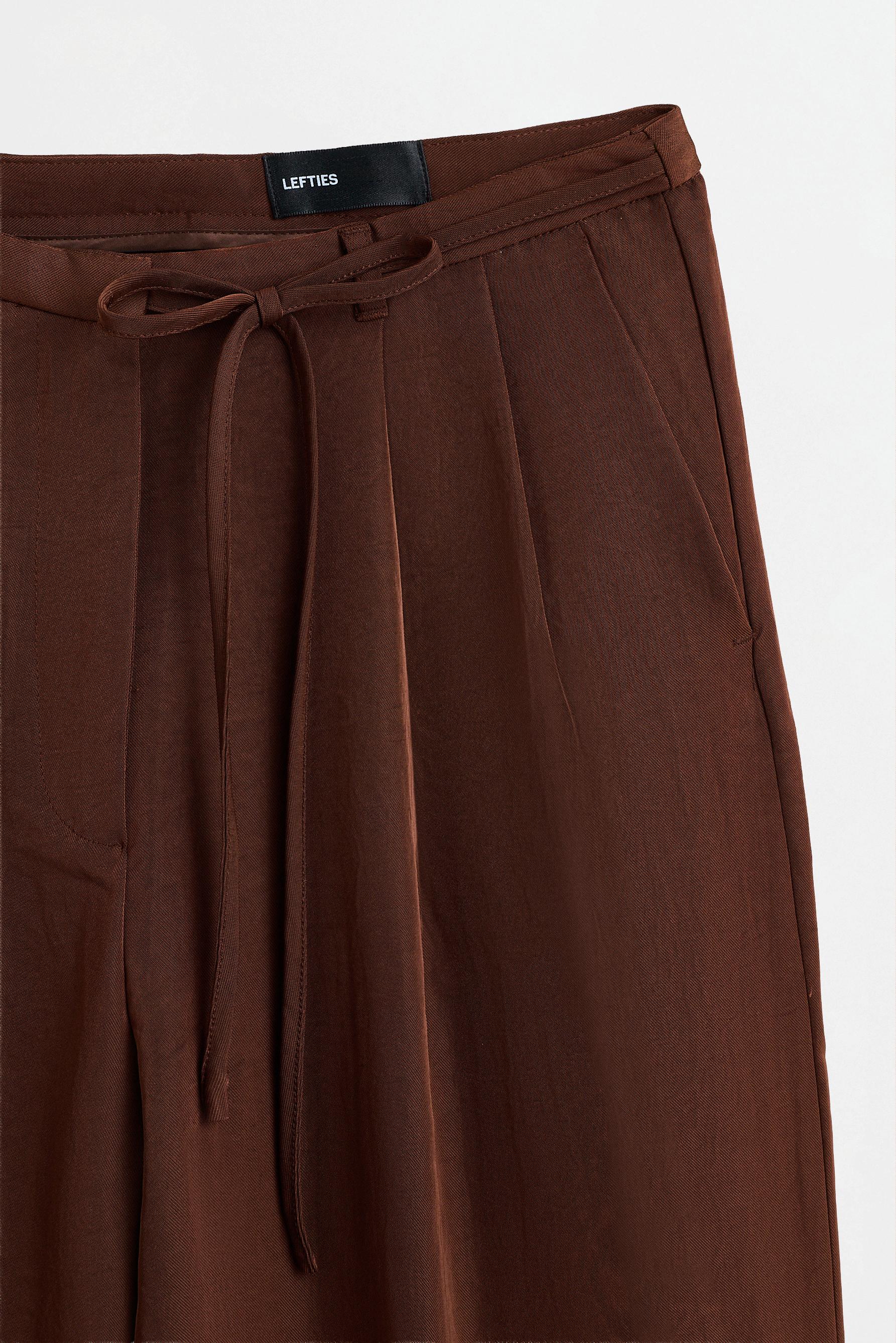 Satin wide-leg trousers — BROWN