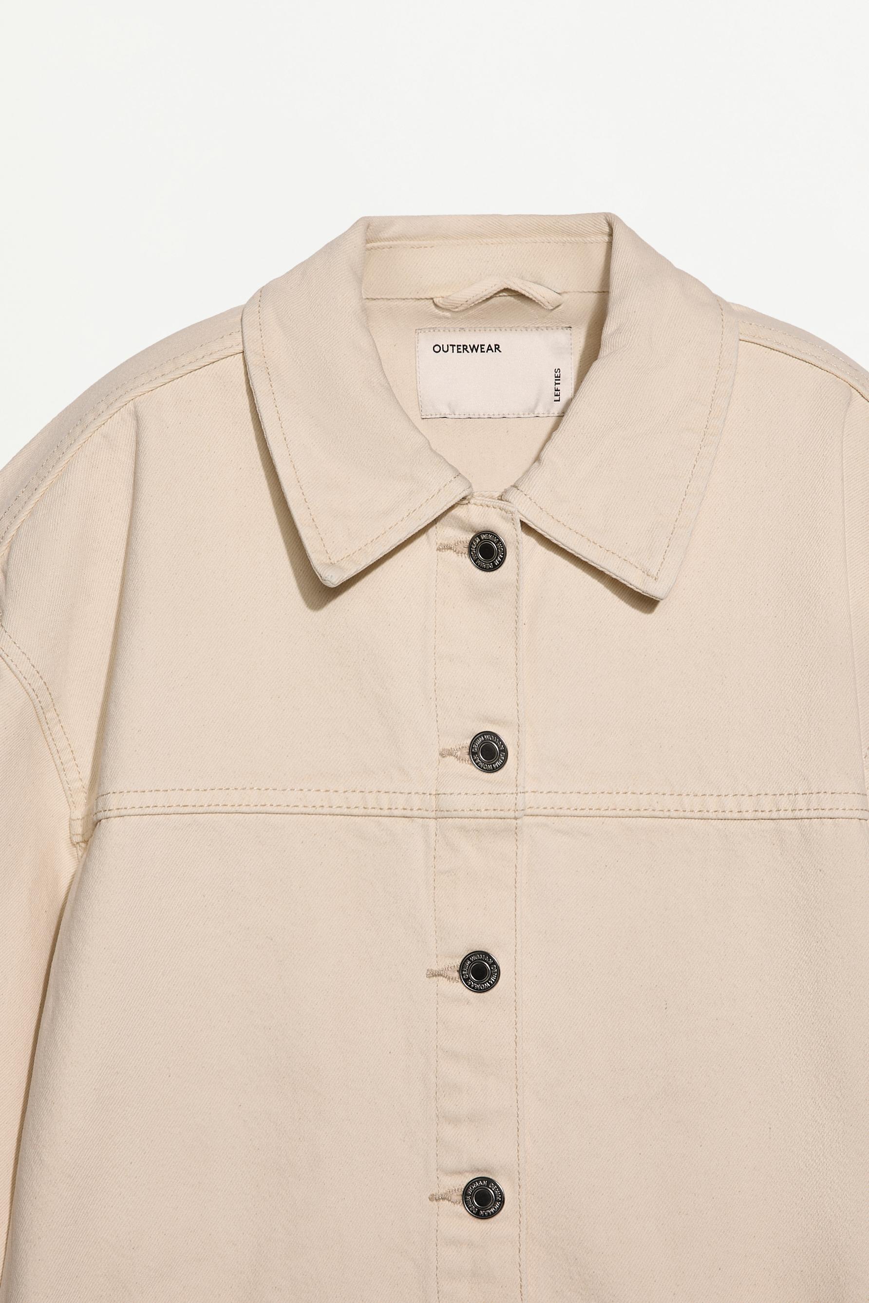 Denim overshirt with pockets — STRAW BROWN