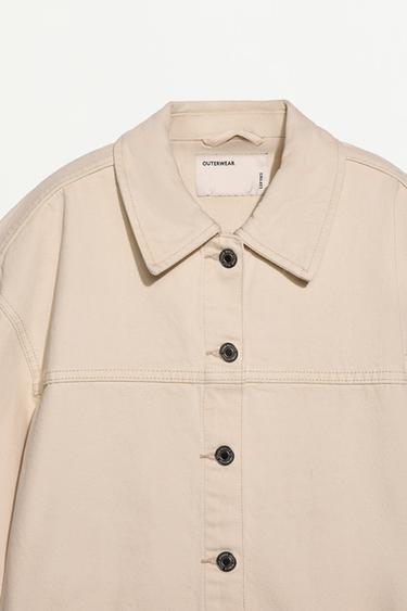 Denim overshirt with pockets — STRAW BROWN 7