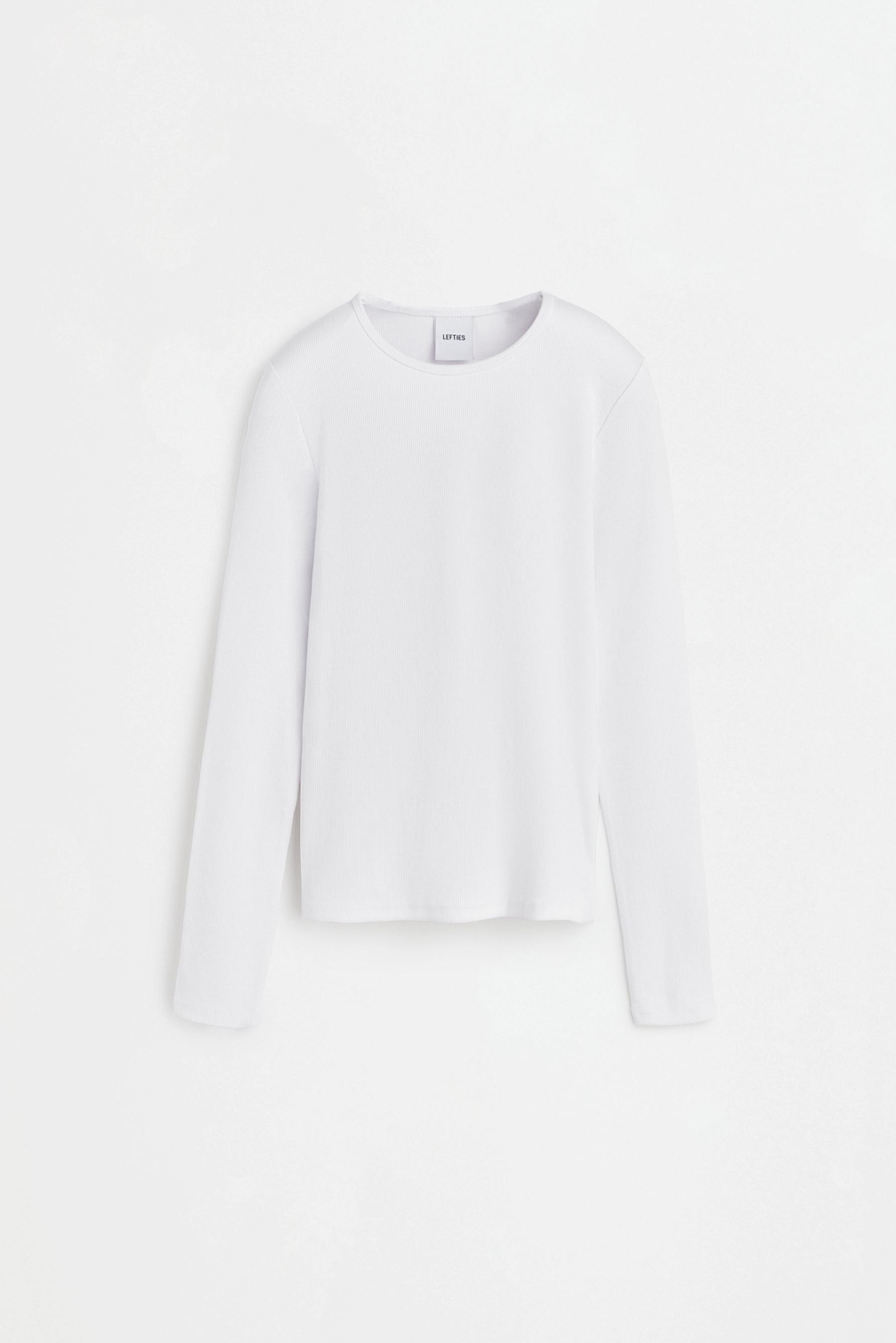Ribbed long sleeve T-shirt — WHITE