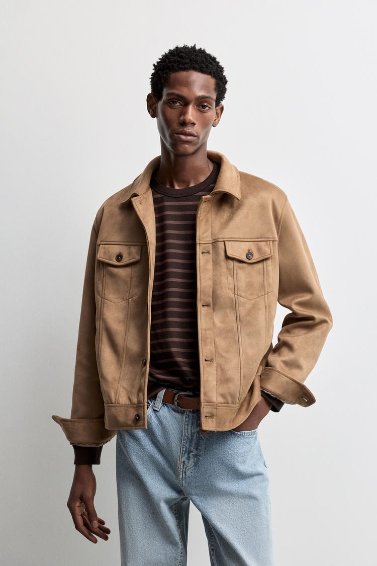 Faux suede jacket — BROWN