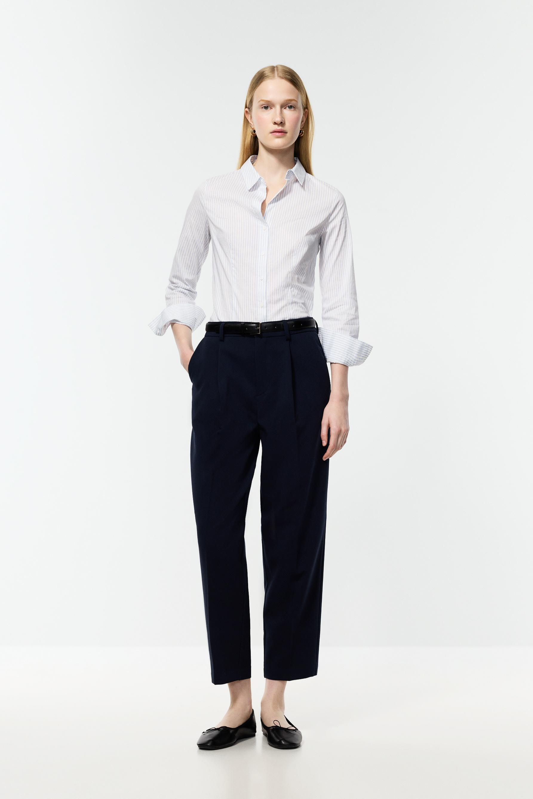 Carrot fit dress trousers — NAVY BLUE