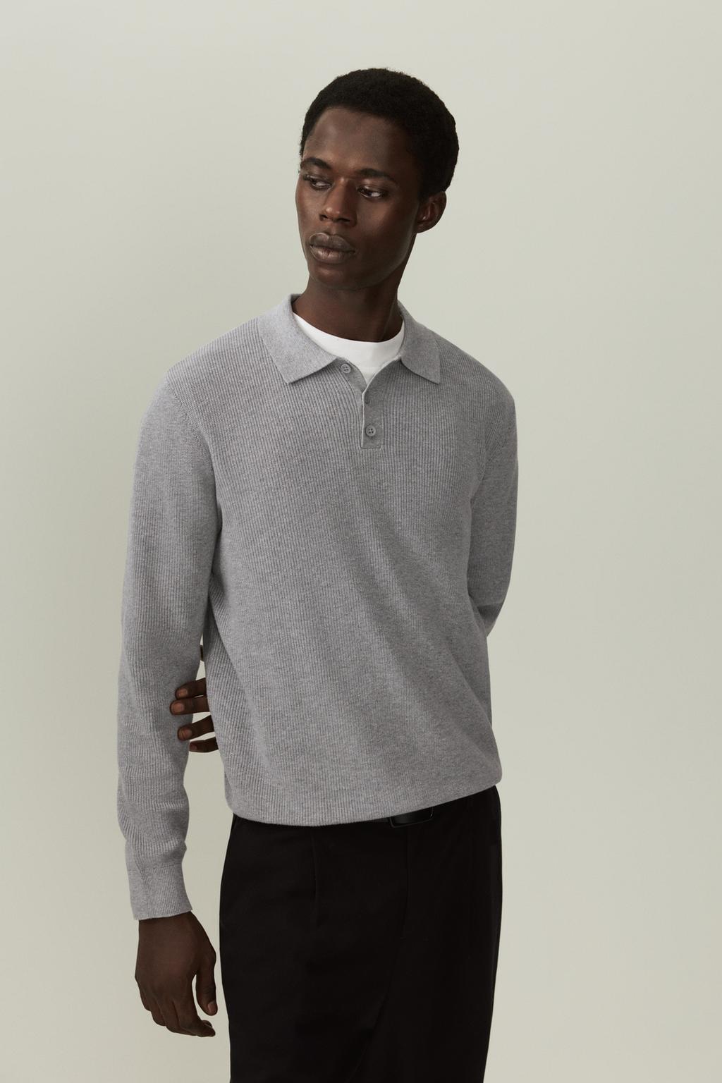 Textured knit polo shirt