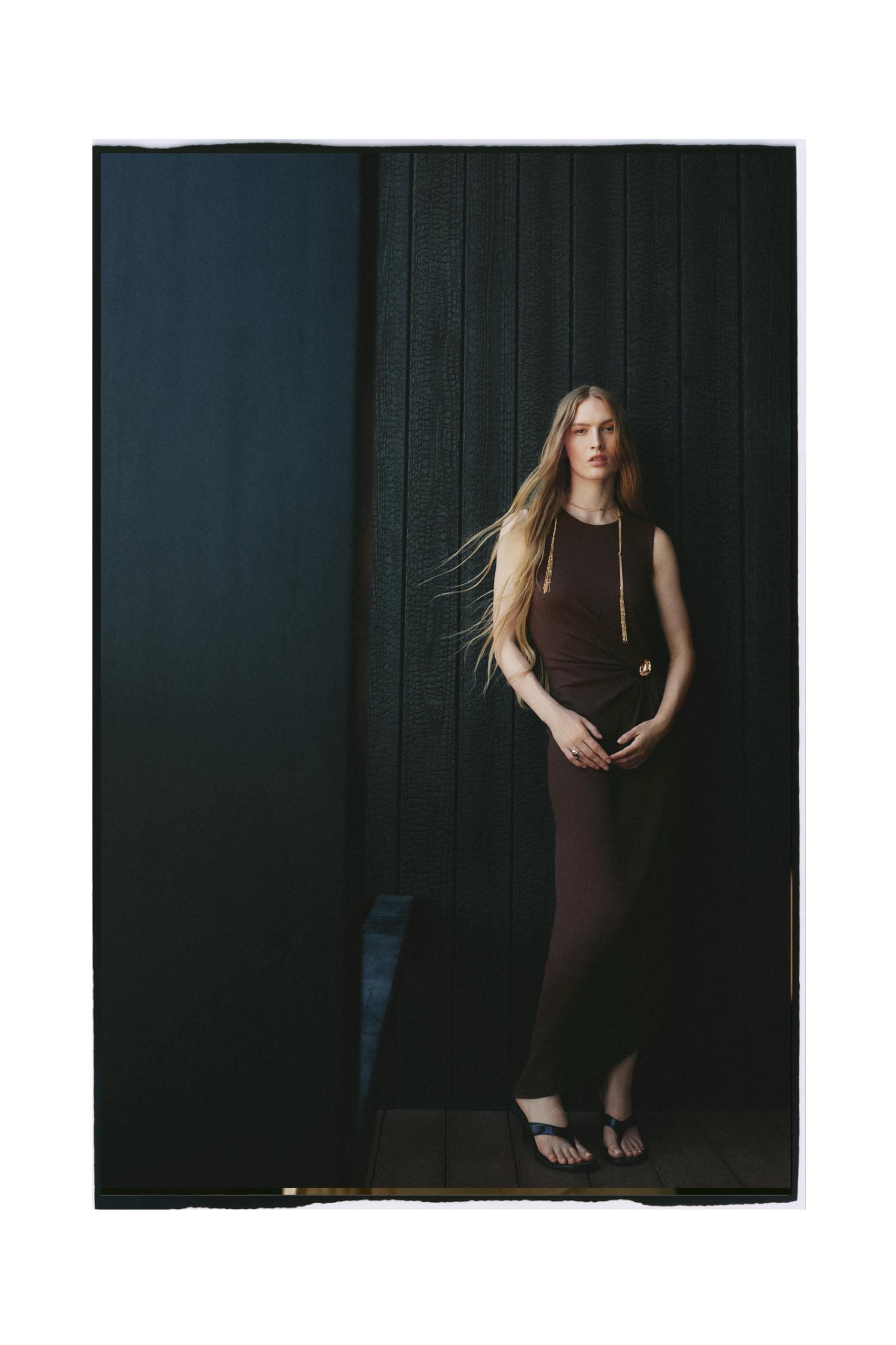 Jewel midi dress — BROWN