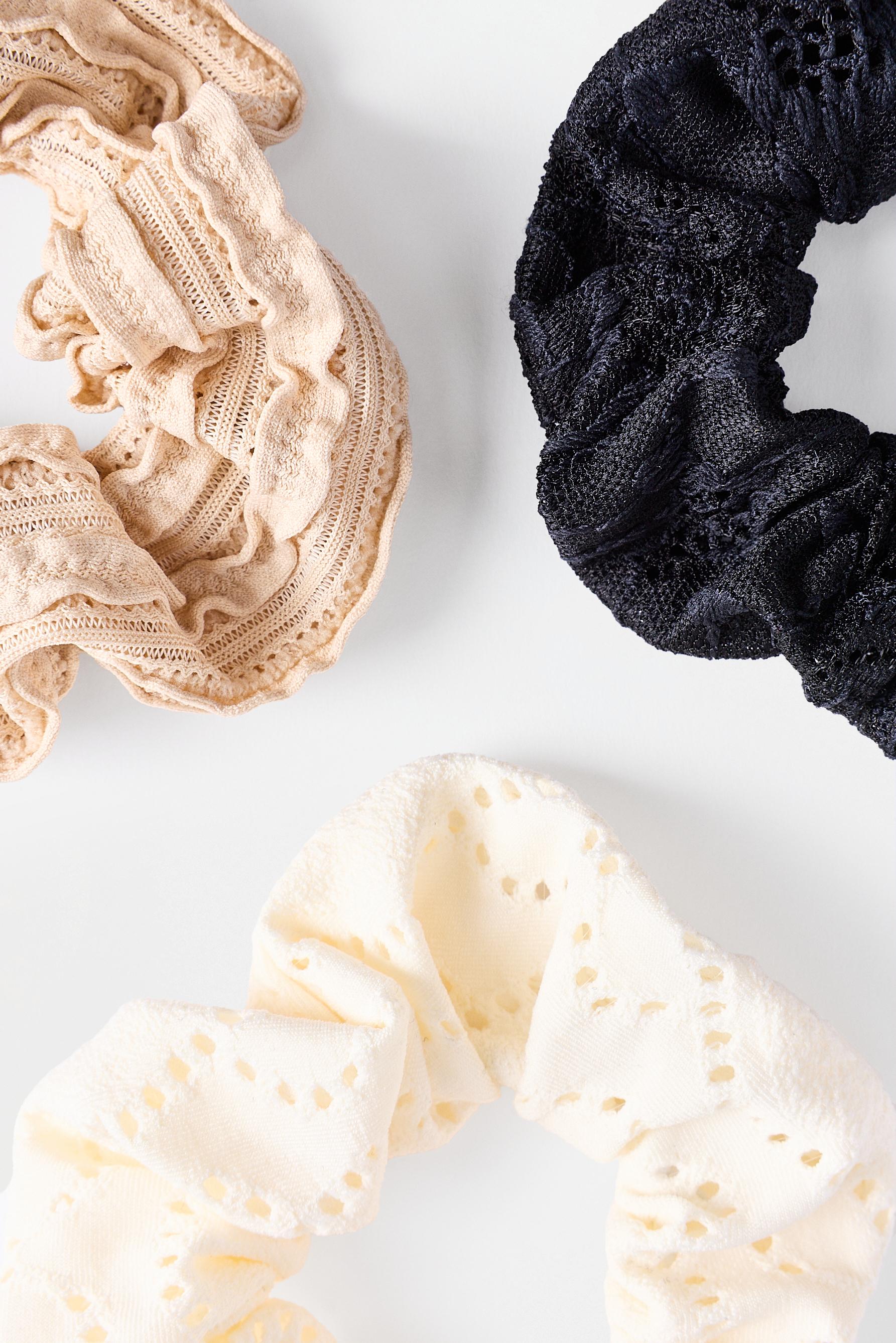 Medium scrunchies (3-pack) — ECRU