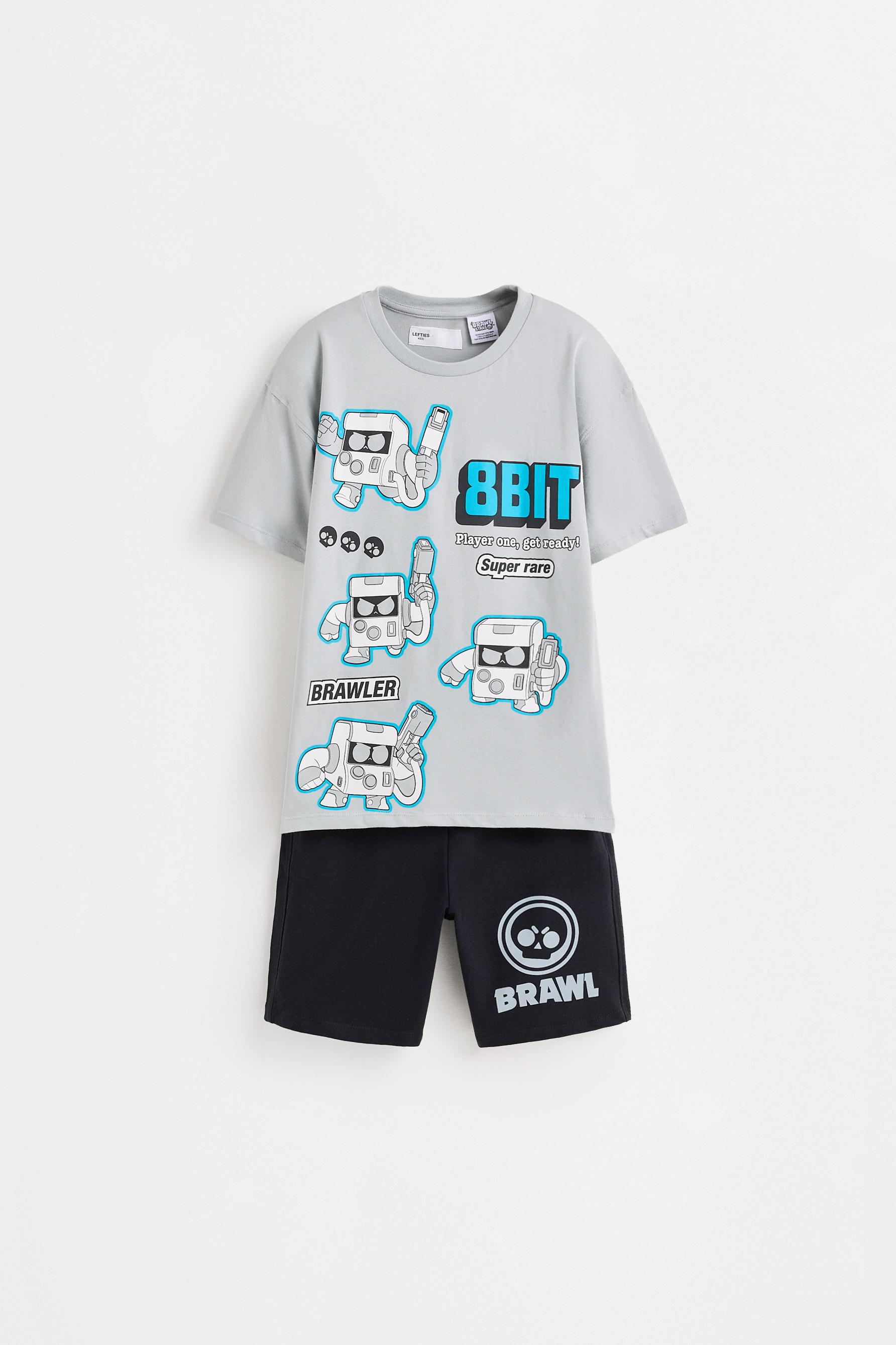 Brawl Stars ©Supercell Oy T-shirt and Bermuda shorts set — PALE GREY