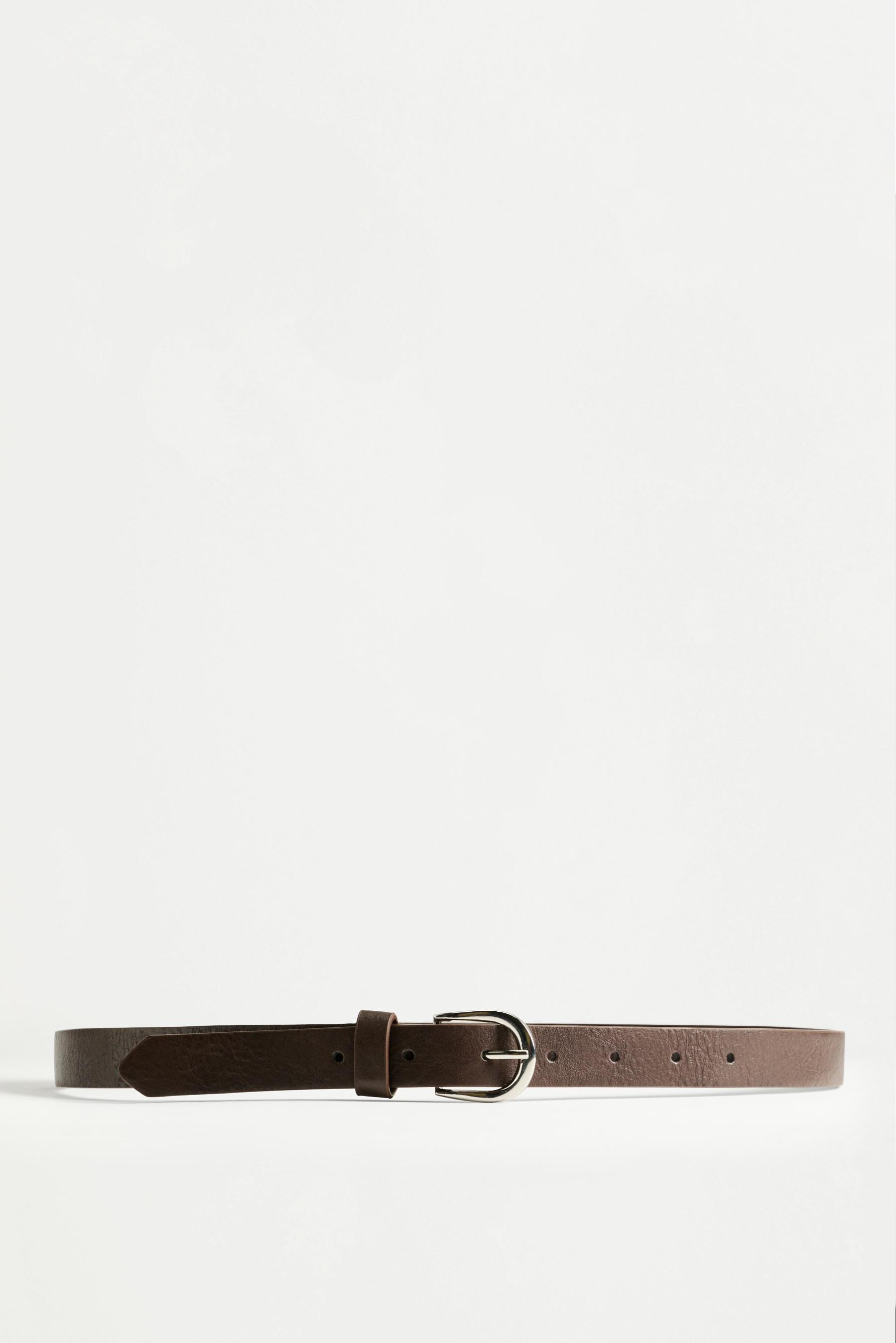 Textured leather effect belt — DARK BROWN