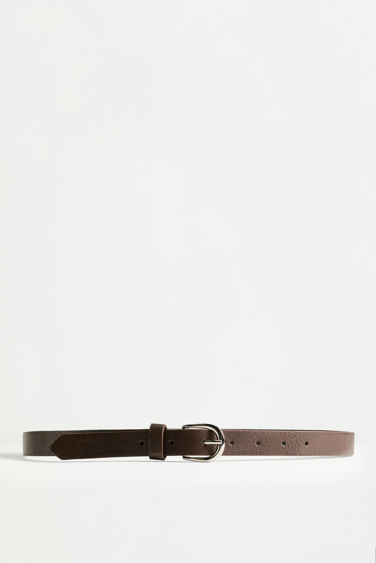 Textured leather effect belt — DARK BROWN
