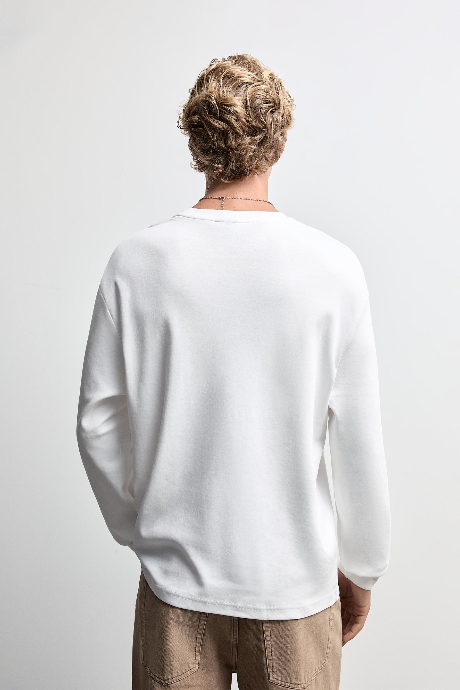 Long sleeve interlock T-shirt — OFF WHITE