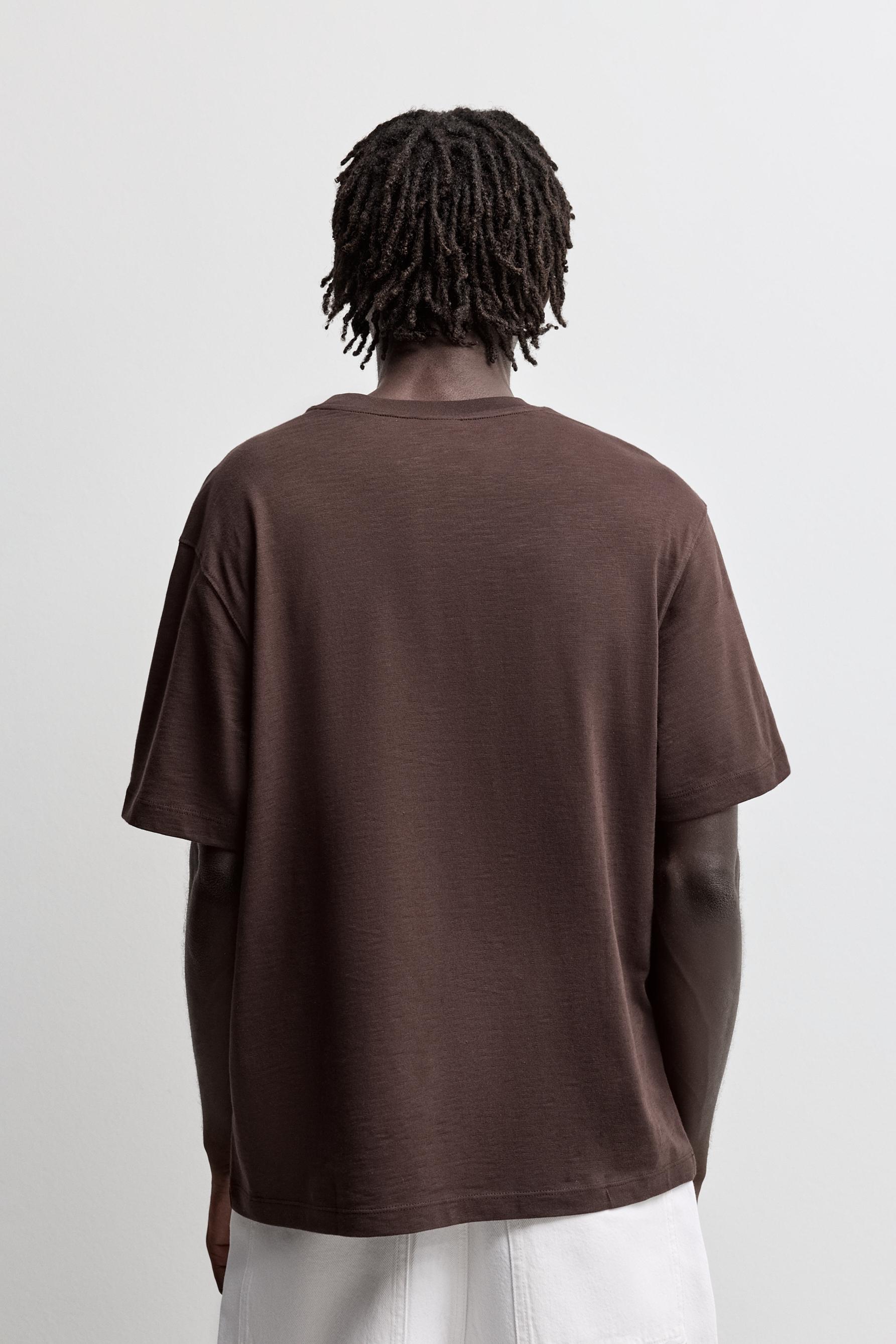 Embroidered T-shirt — DARK BROWN