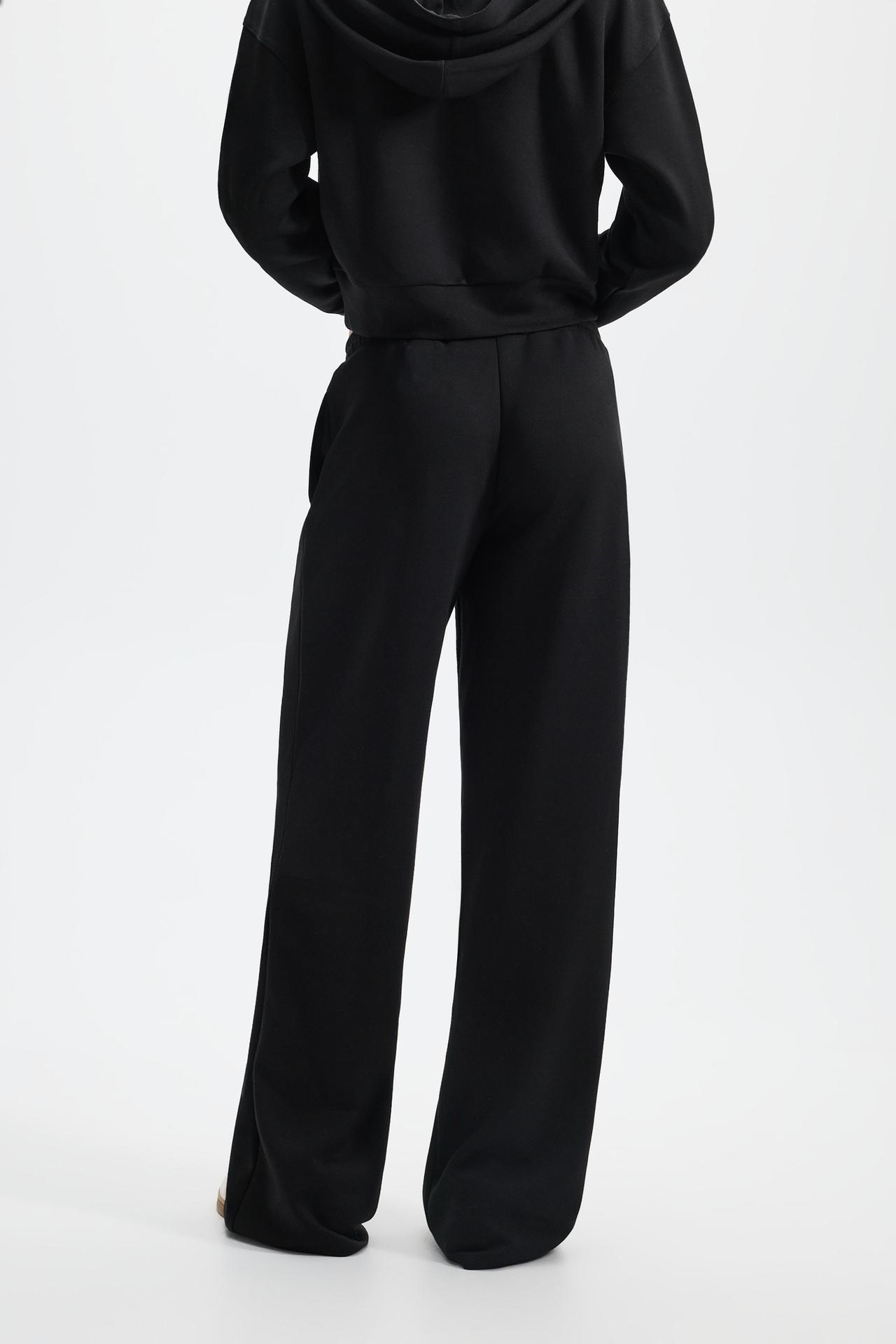 Wide-leg tracksuit trousers with front seam — BLACK