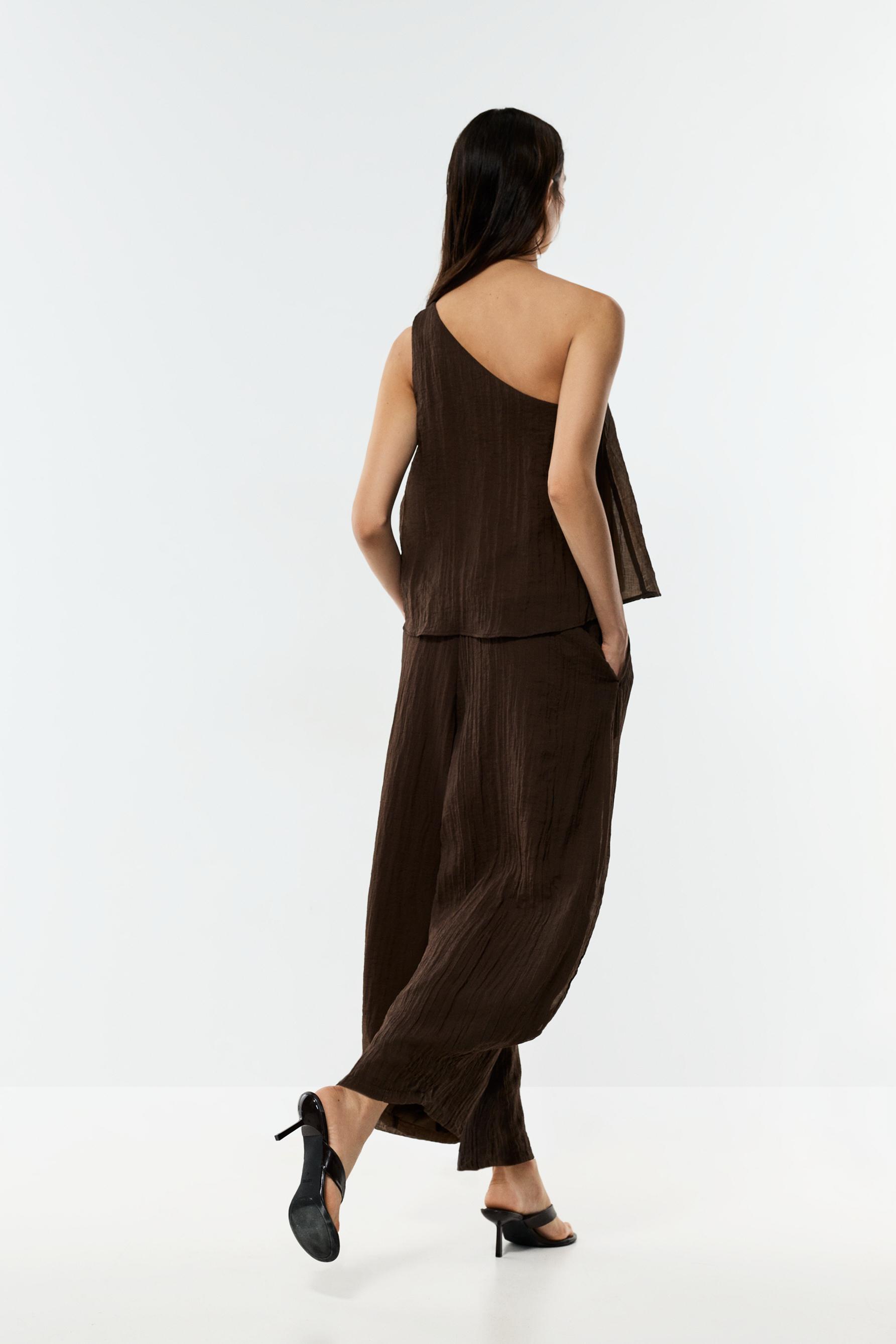 Textured sarouel trousers — BROWN