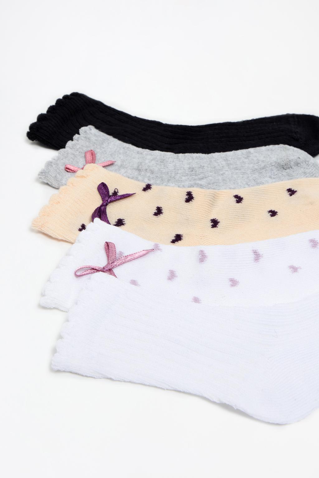 Pack of 5 pairs of bow socks