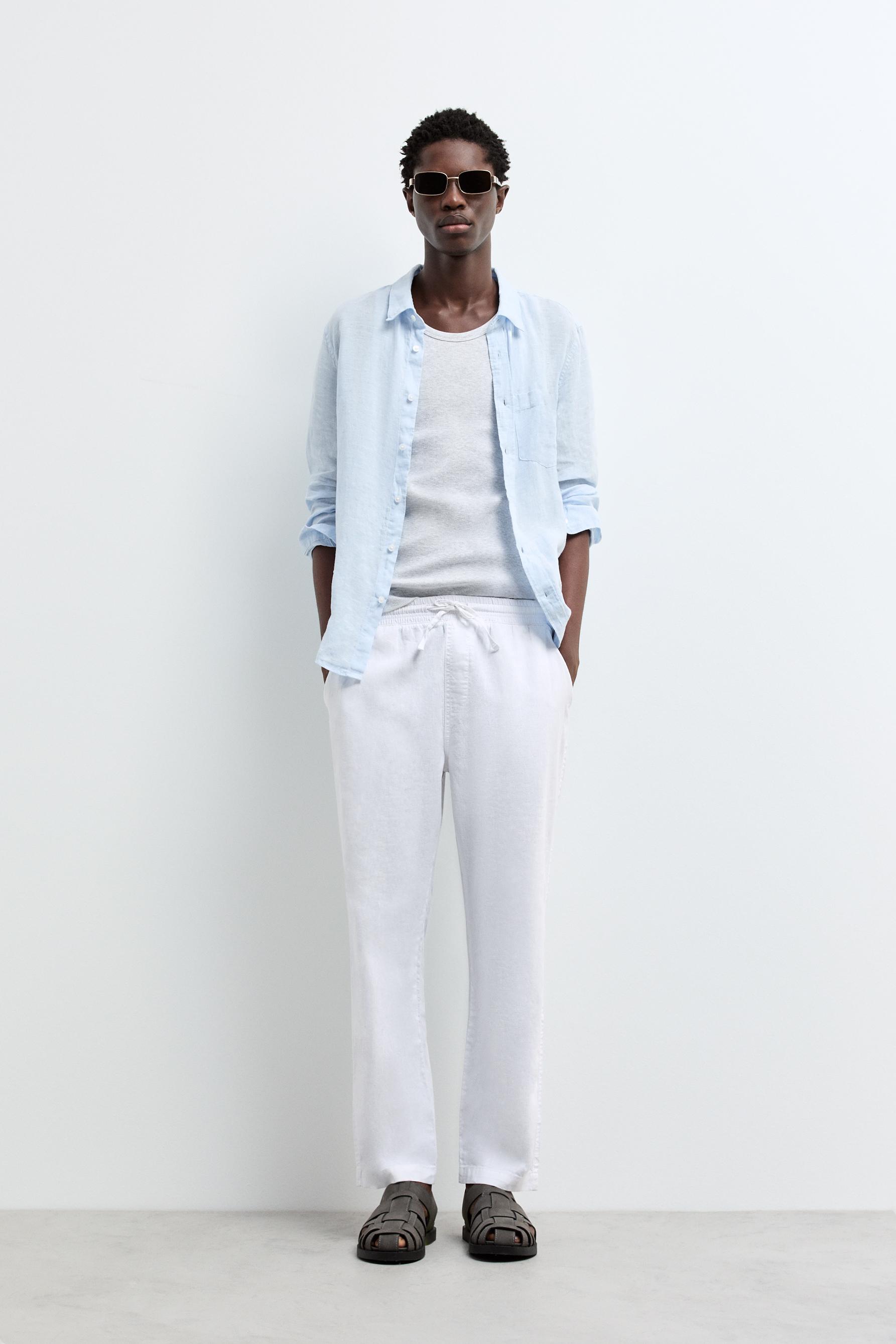Linen-cotton jogger trousers — WHITE
