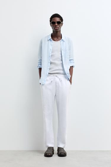 Linen-cotton jogger trousers — WHITE 1
