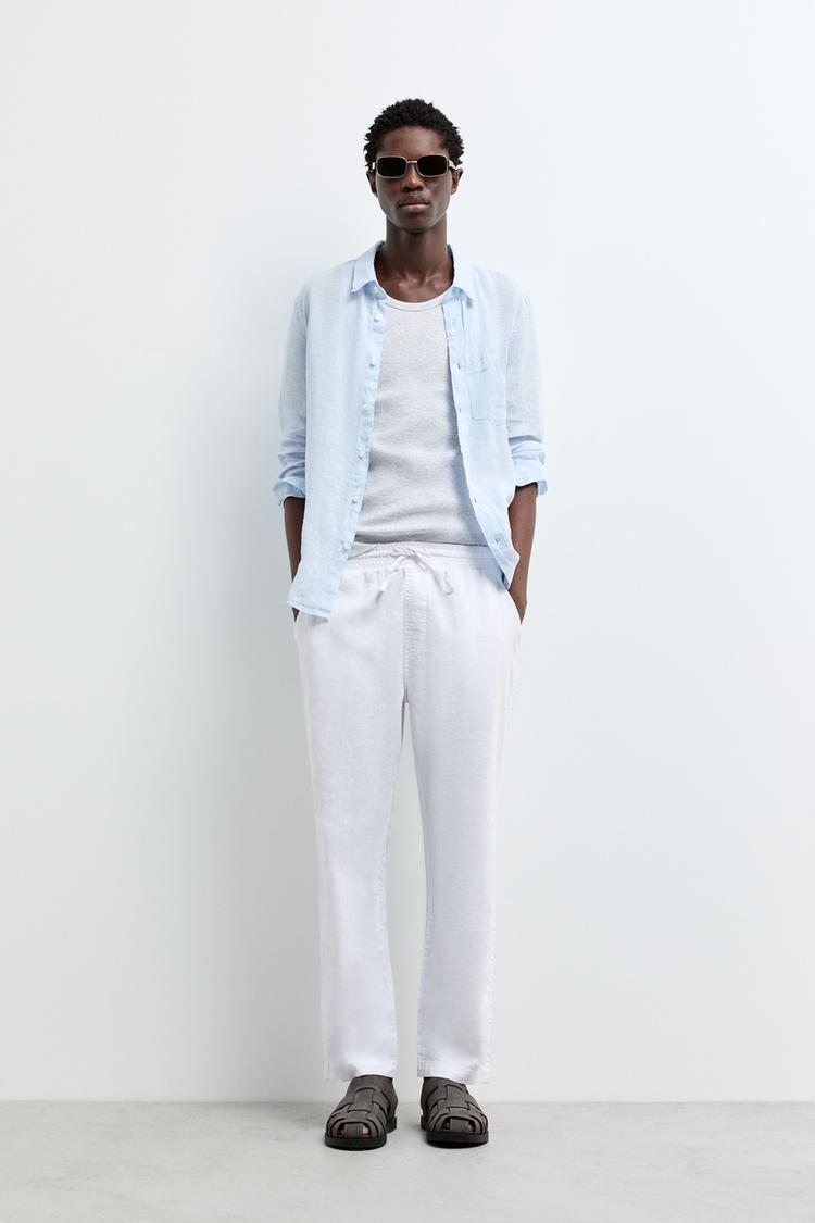 Linen-cotton jogger trousers — WHITE