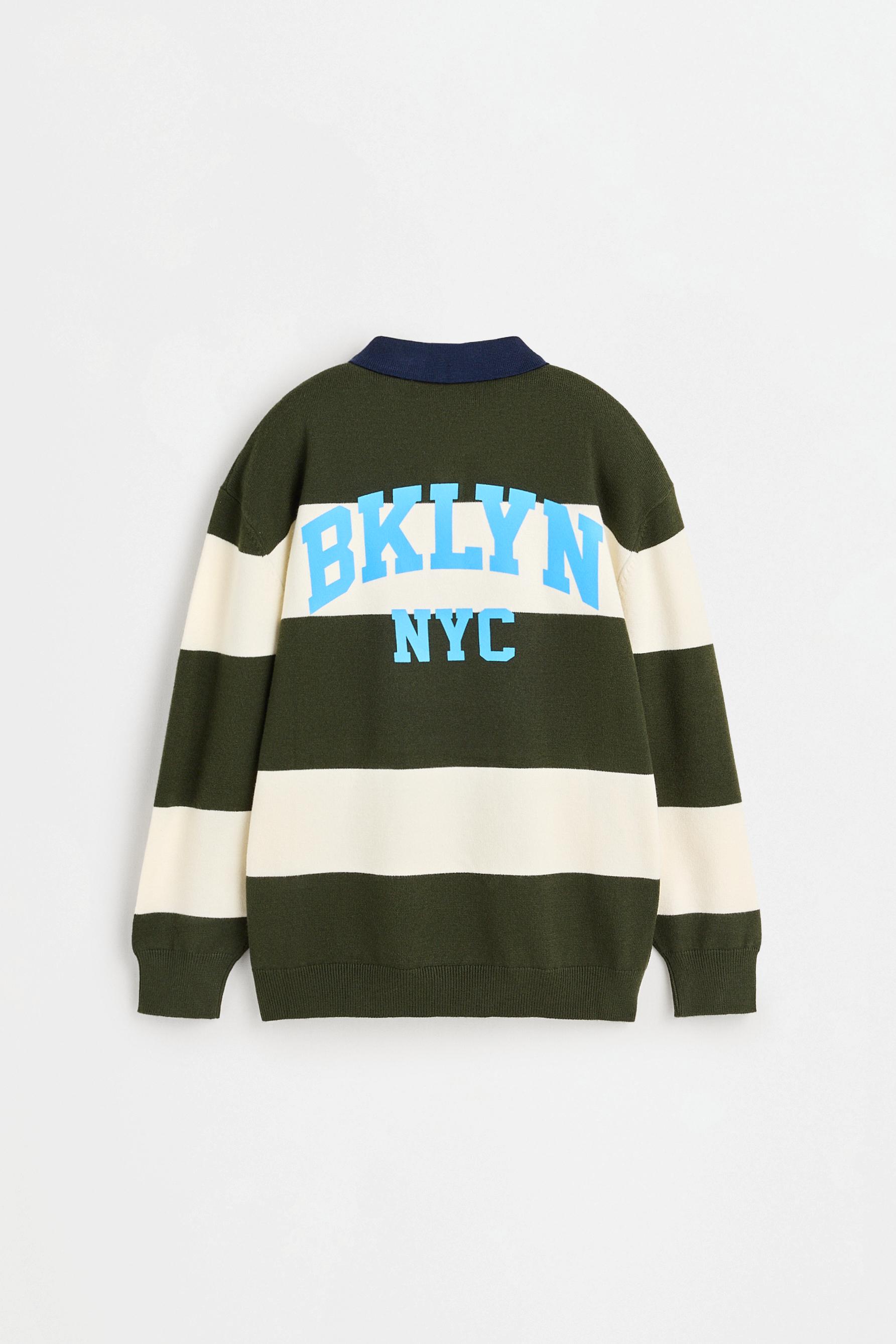Striped knit polo shirt — GREEN