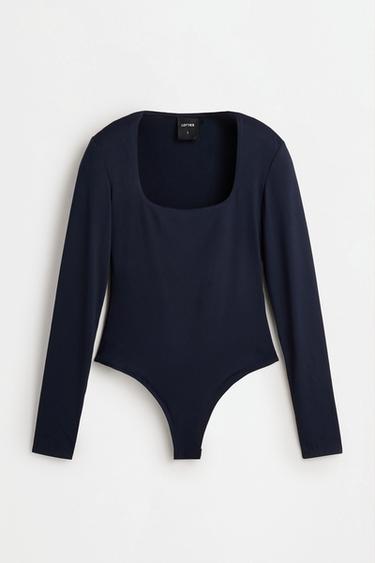 Bodysuit with square neckline — DARK NAVY 6