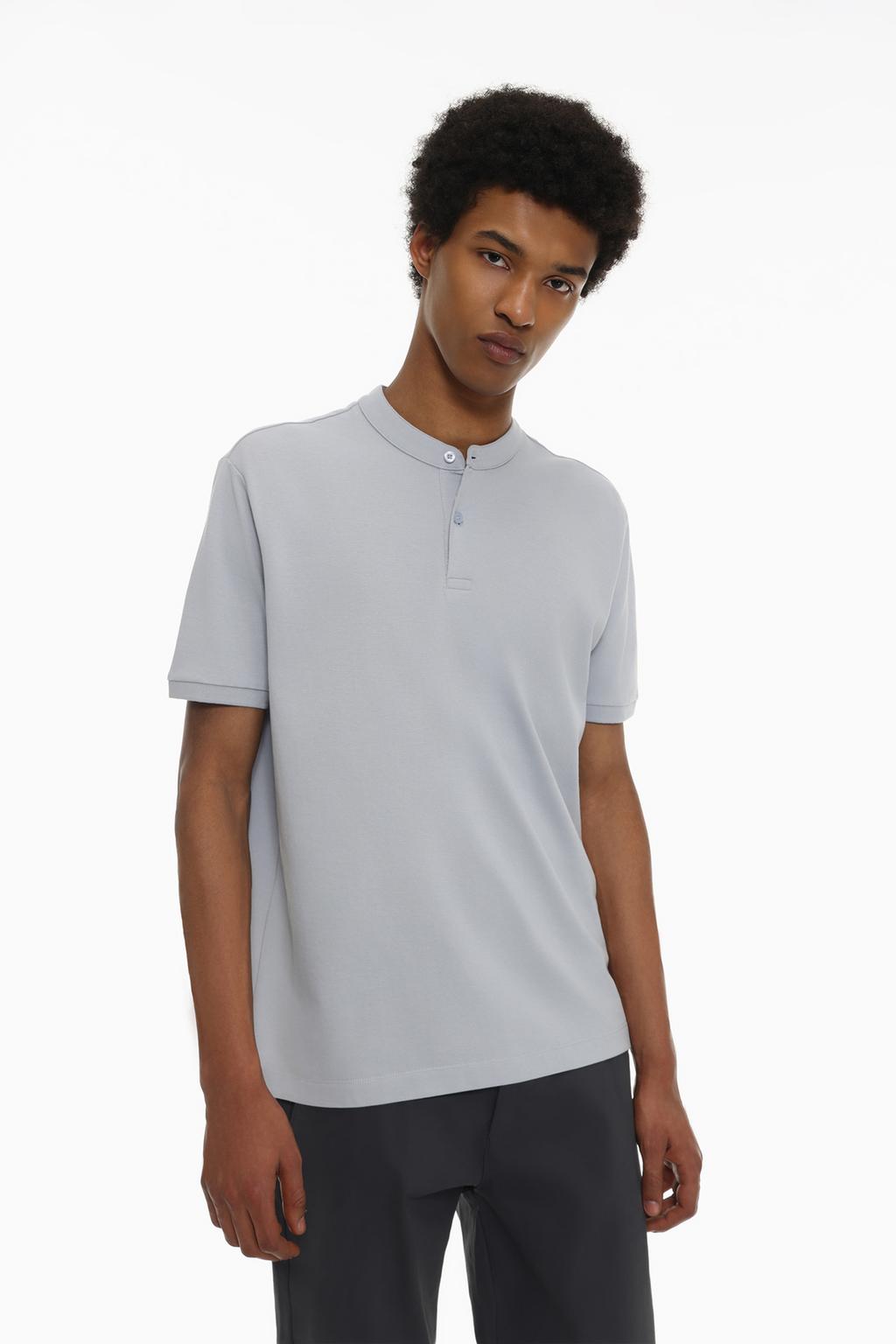 Basic polo shirt with stand-up collar