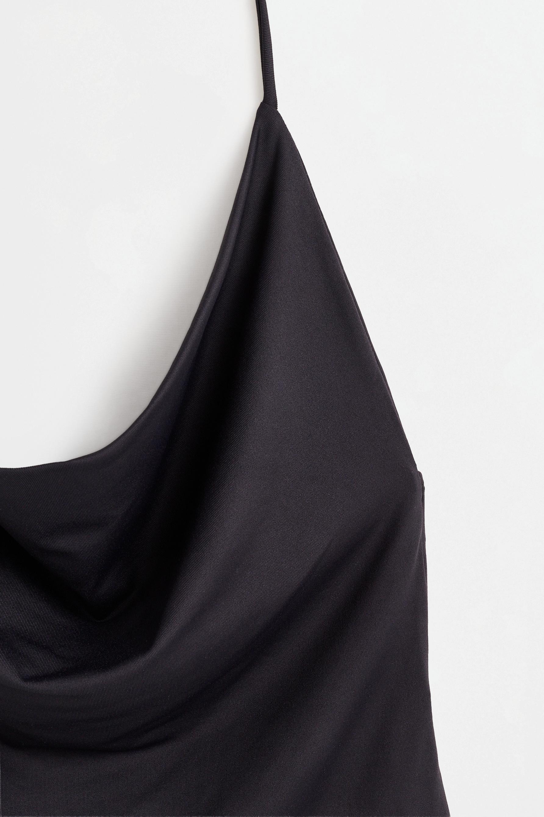 Draped halter top — BLACK