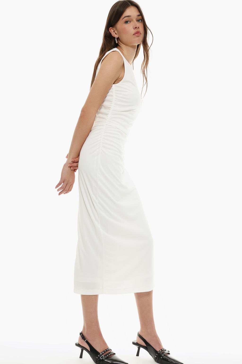 Gathered midi dress