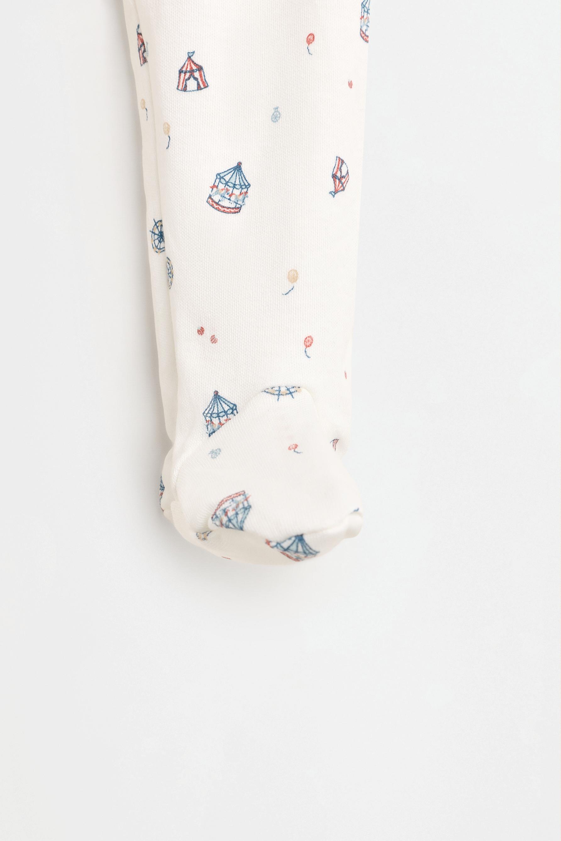 Printed bodysuit, footed leggings and hat set — FADED BLUE