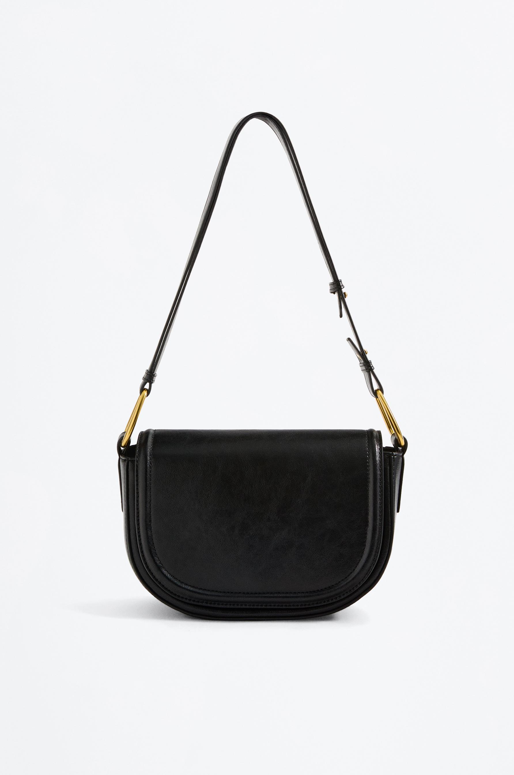 Double handle flap shoulder bag — BLACK