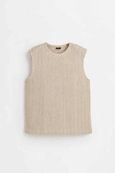 Openwork textured vest — CAMEL 6