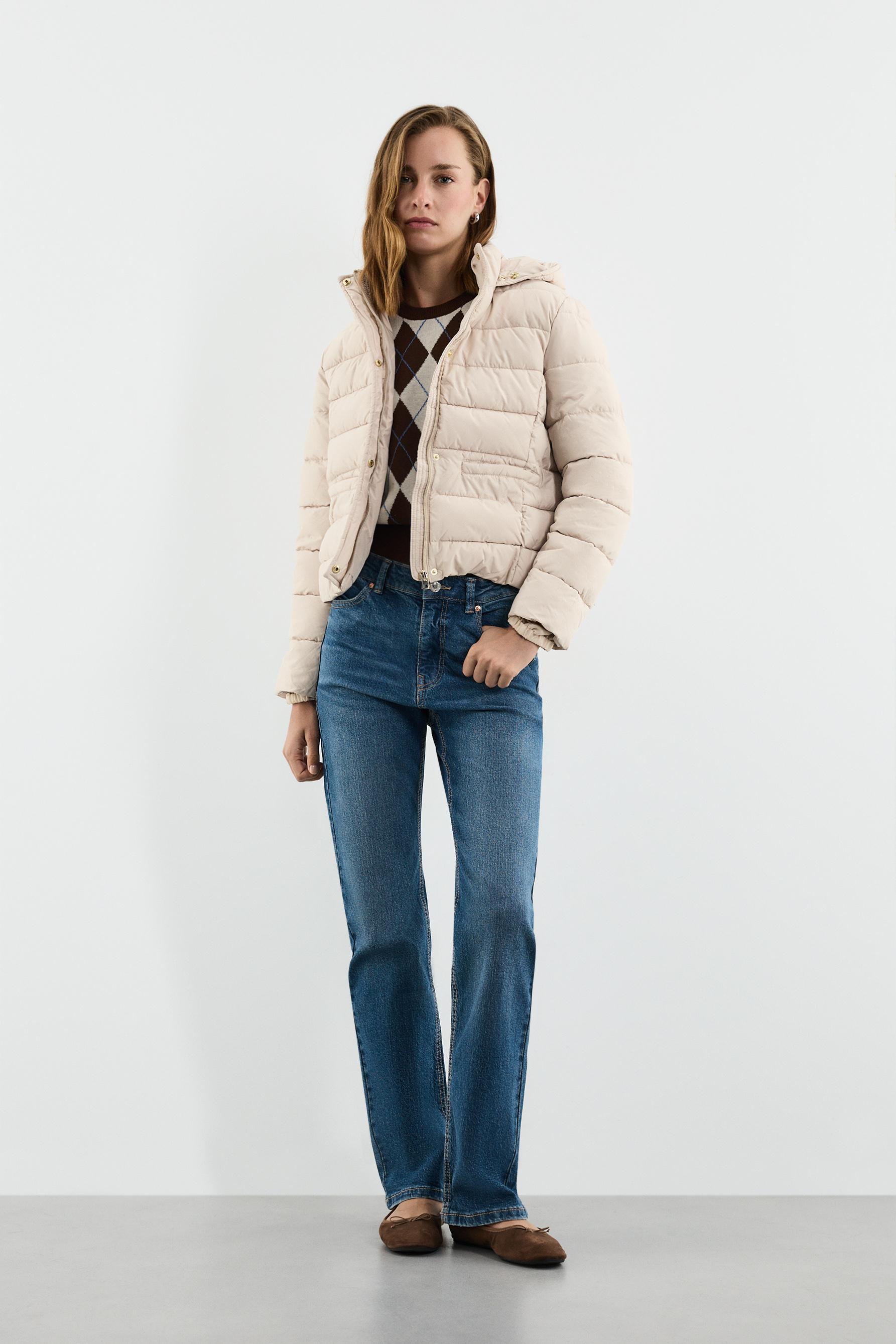 Quilted hooded jacket — ECRU