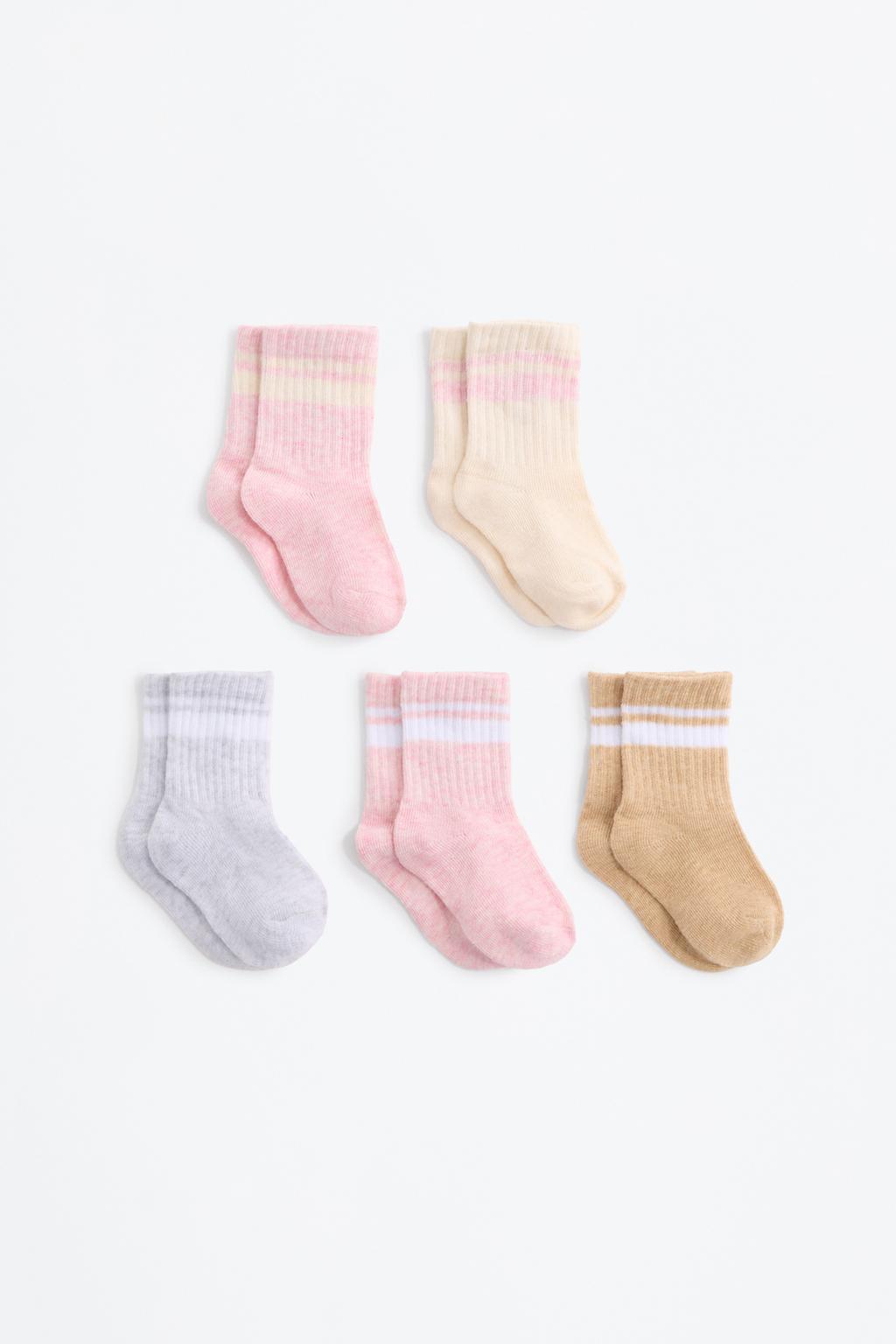 Pack 5 جوارب طويلة مخططة مضلعة