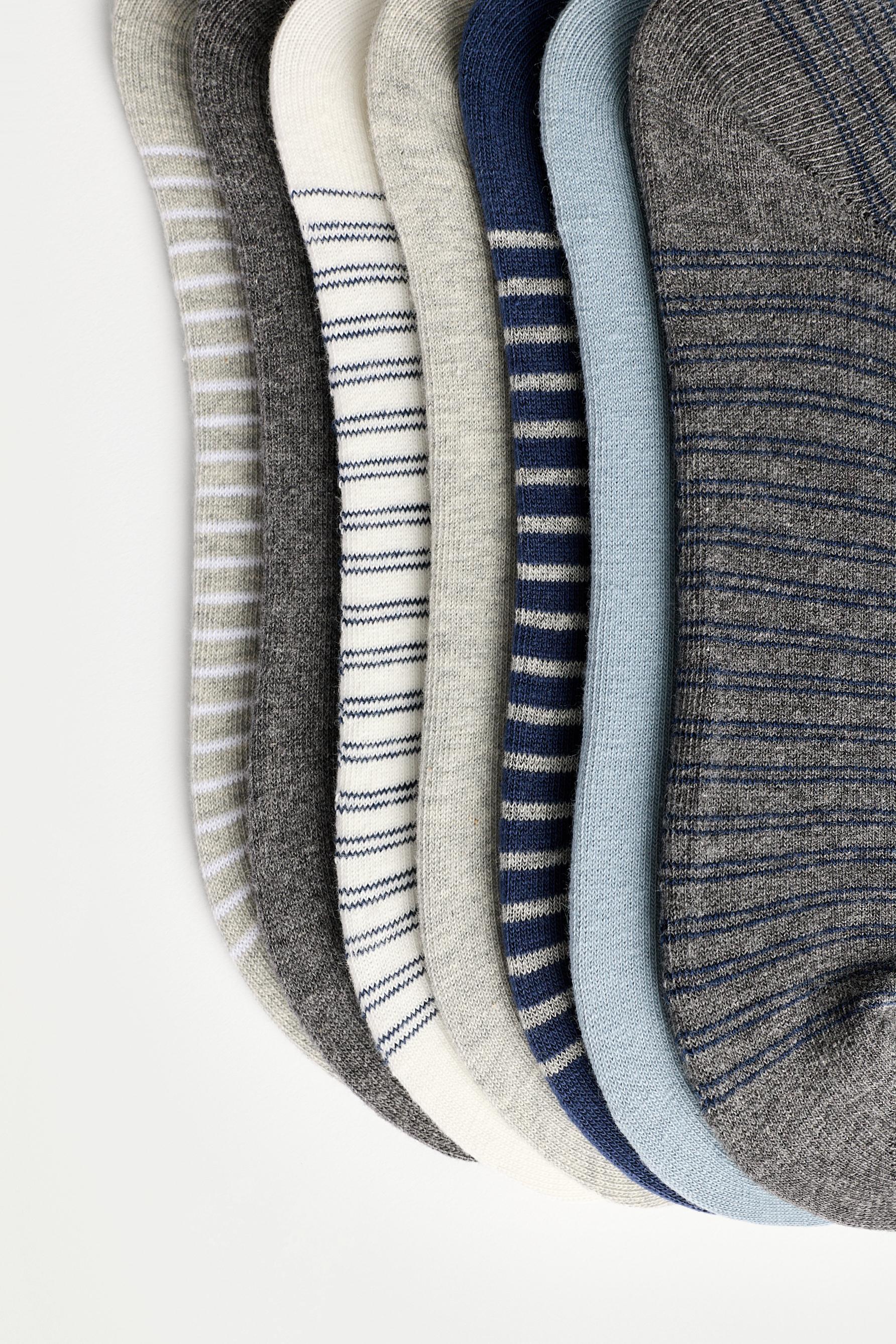 Striped ankle socks (7-pack) — GREY/BLUE