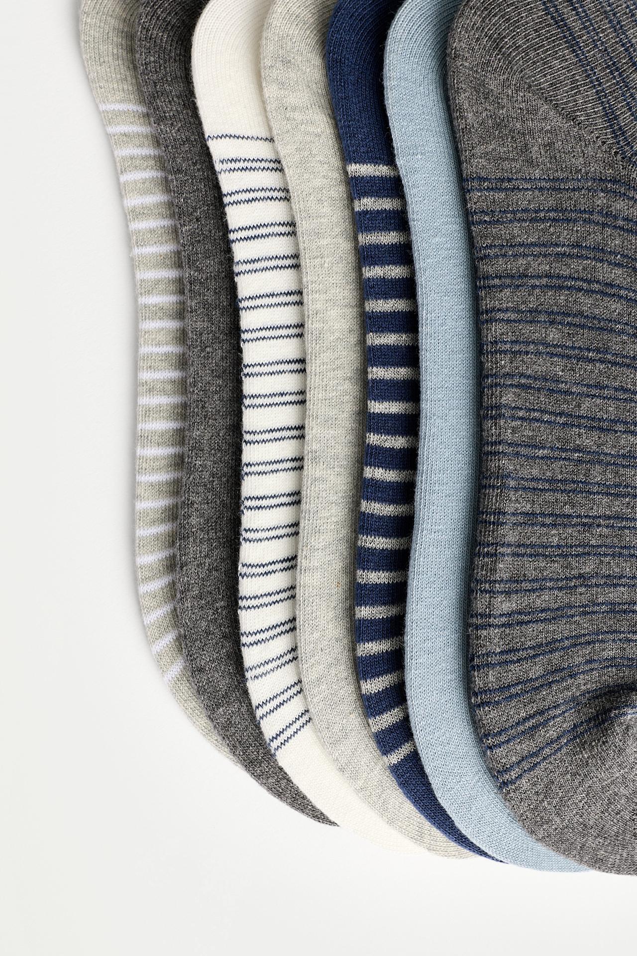 Striped ankle socks (7-pack) — GREY/BLUE
