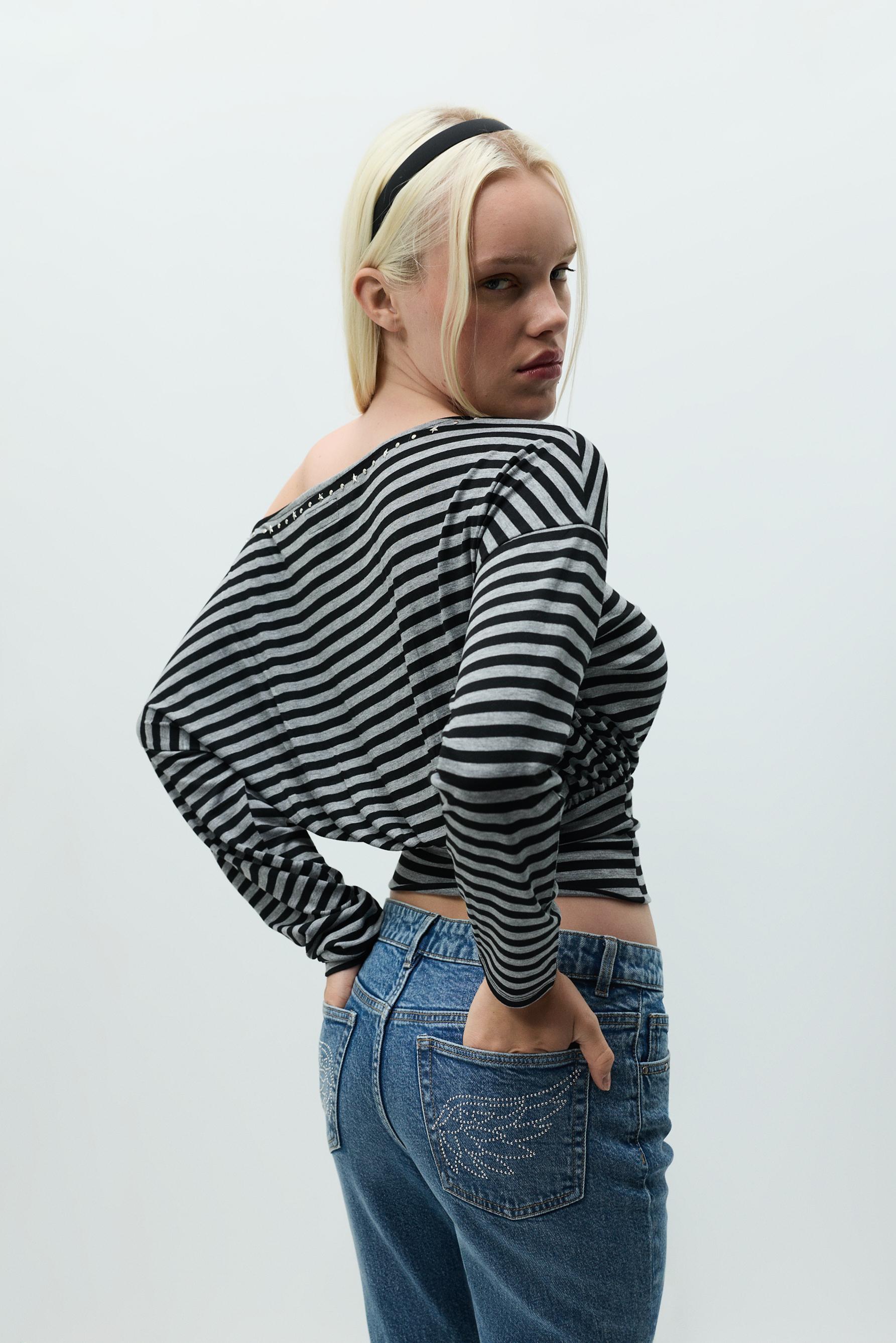 Drop-shoulder T-shirt — BLACK MARL